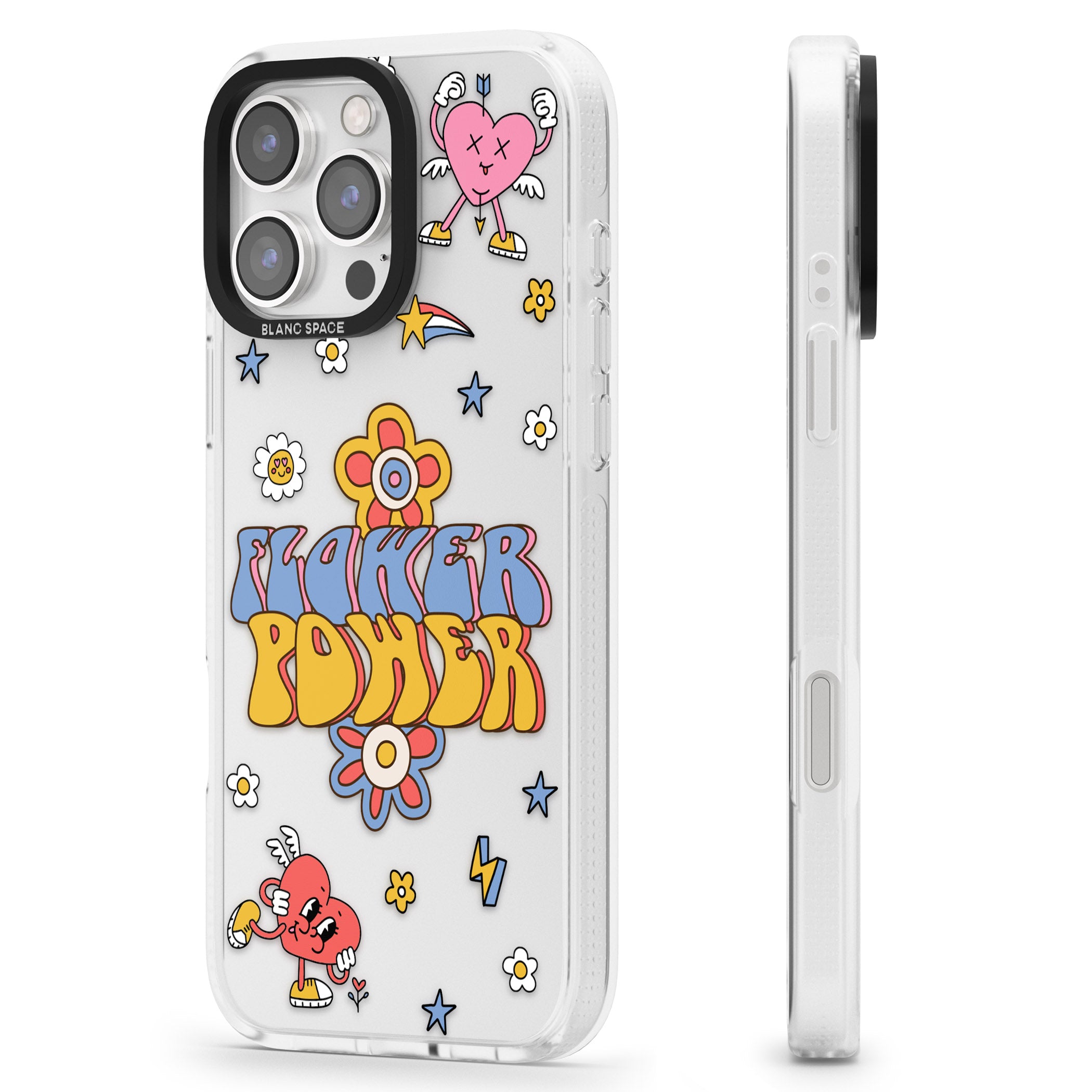 Flower Power iPhone 16 Pro Max / 16 Pro Clear Case Impact Air - Blanc Space