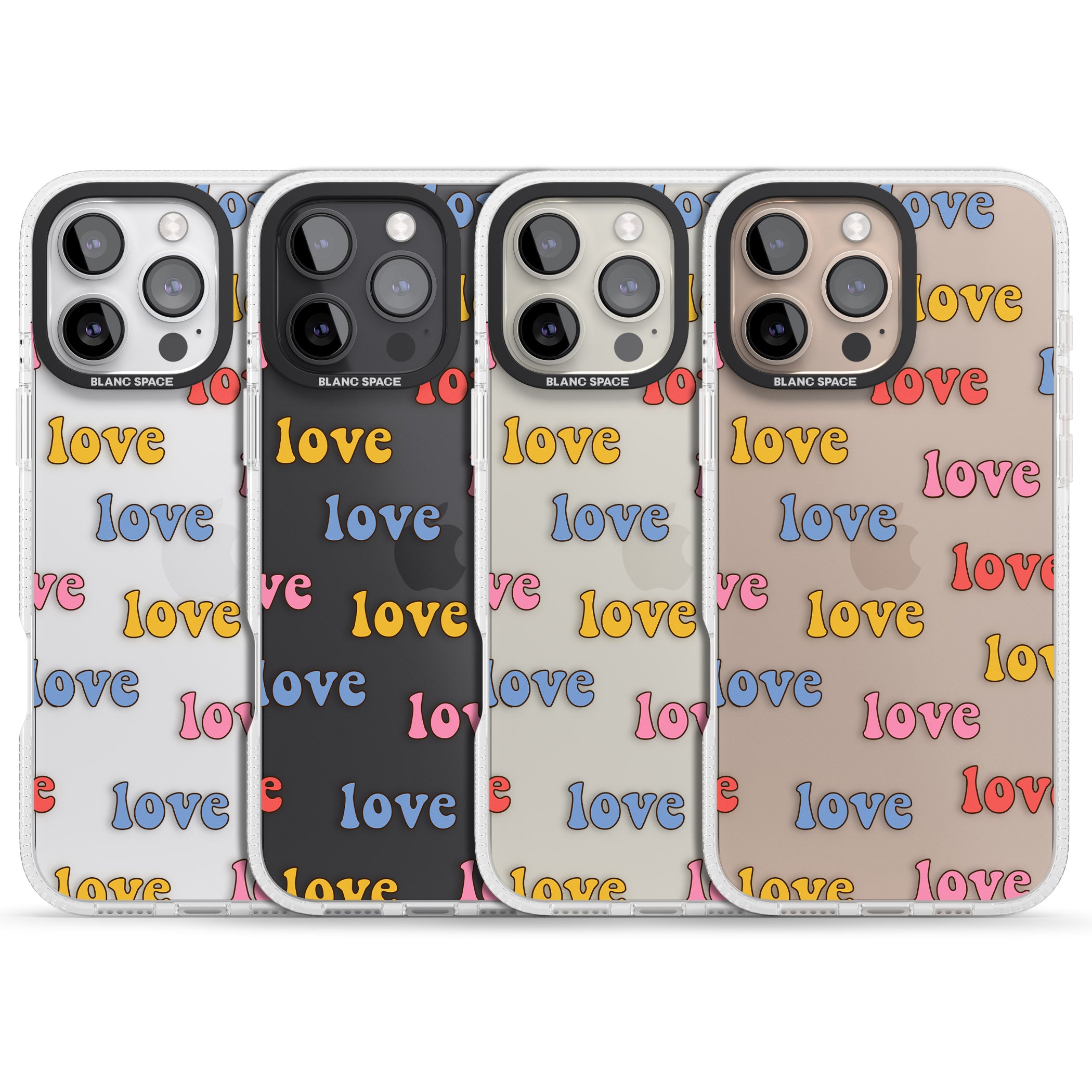 Love Pattern iPhone 16 Pro Max / 16 Pro Clear Case Impact Air - Blanc Space