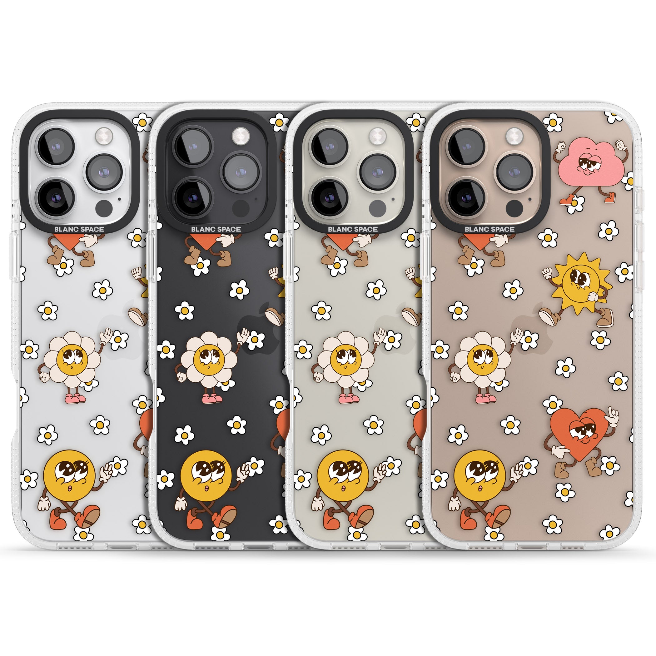 Daisies & Friends iPhone 16 Pro Max / 16 Pro Clear Case Impact Air - Blanc Space