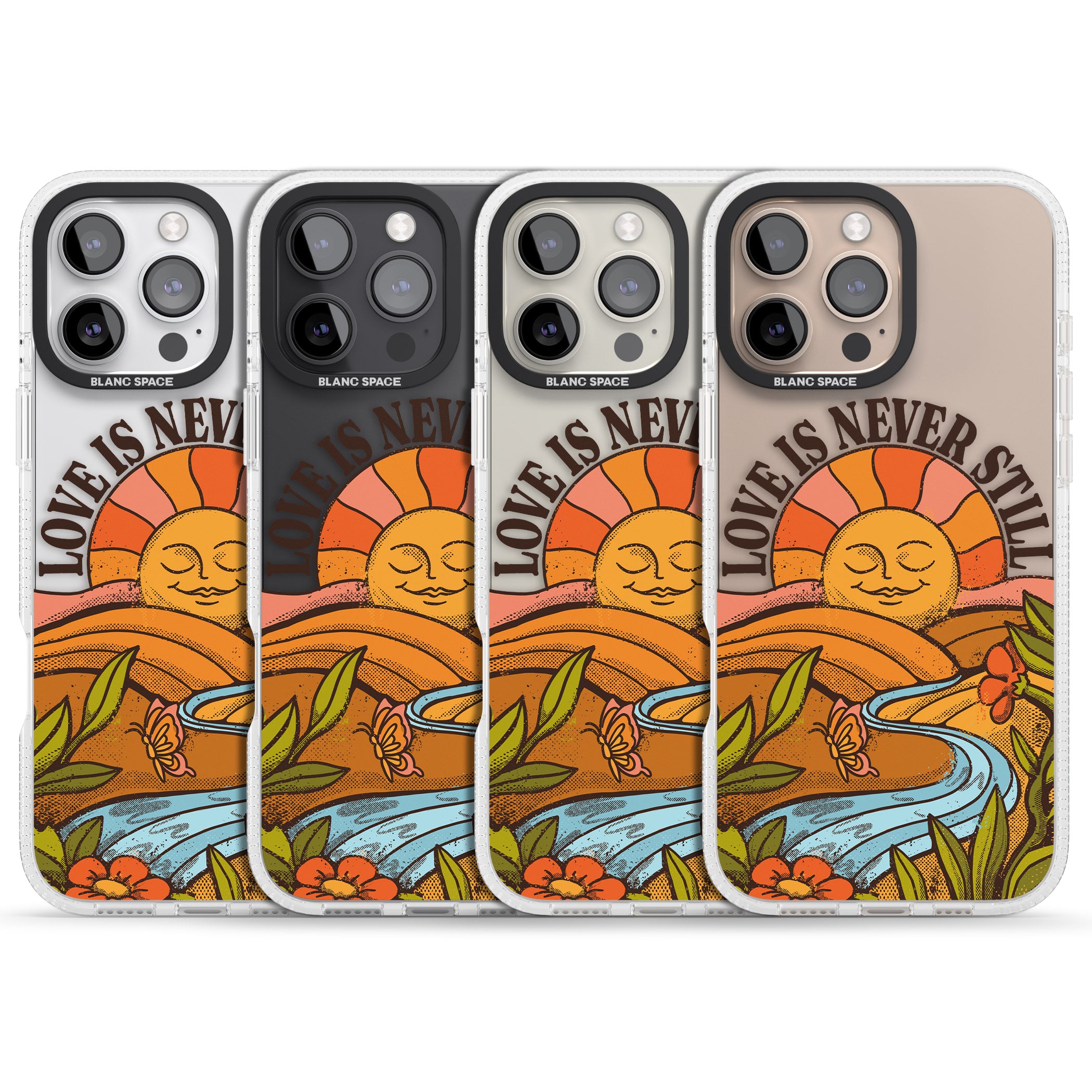 Love is Never Still iPhone 16 Pro Max / 16 Pro Clear Case Impact Air - Blanc Space