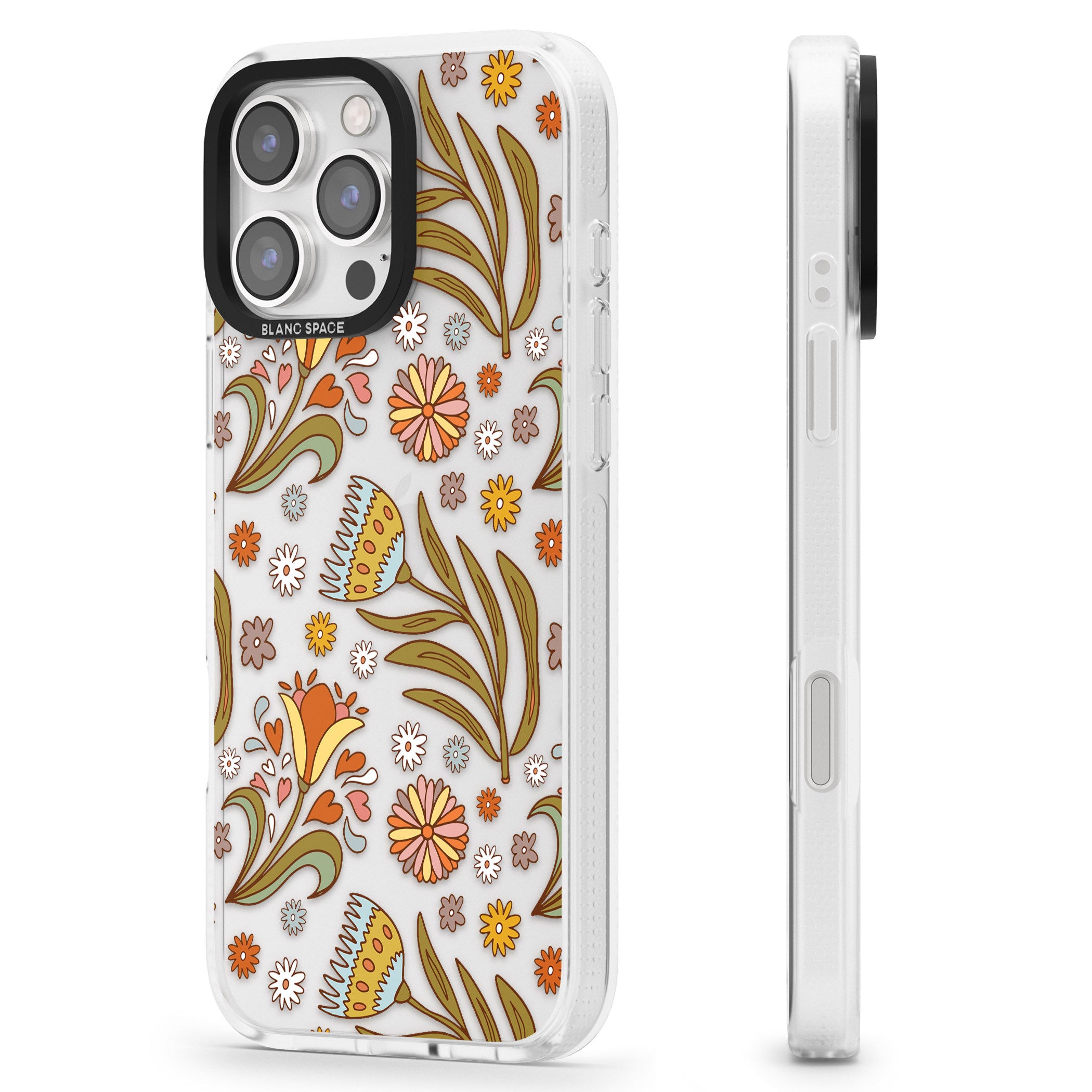 Boho Celestial Wildflower iPhone 16 Pro Max / 16 Pro Clear Case Impact Air - Blanc Space