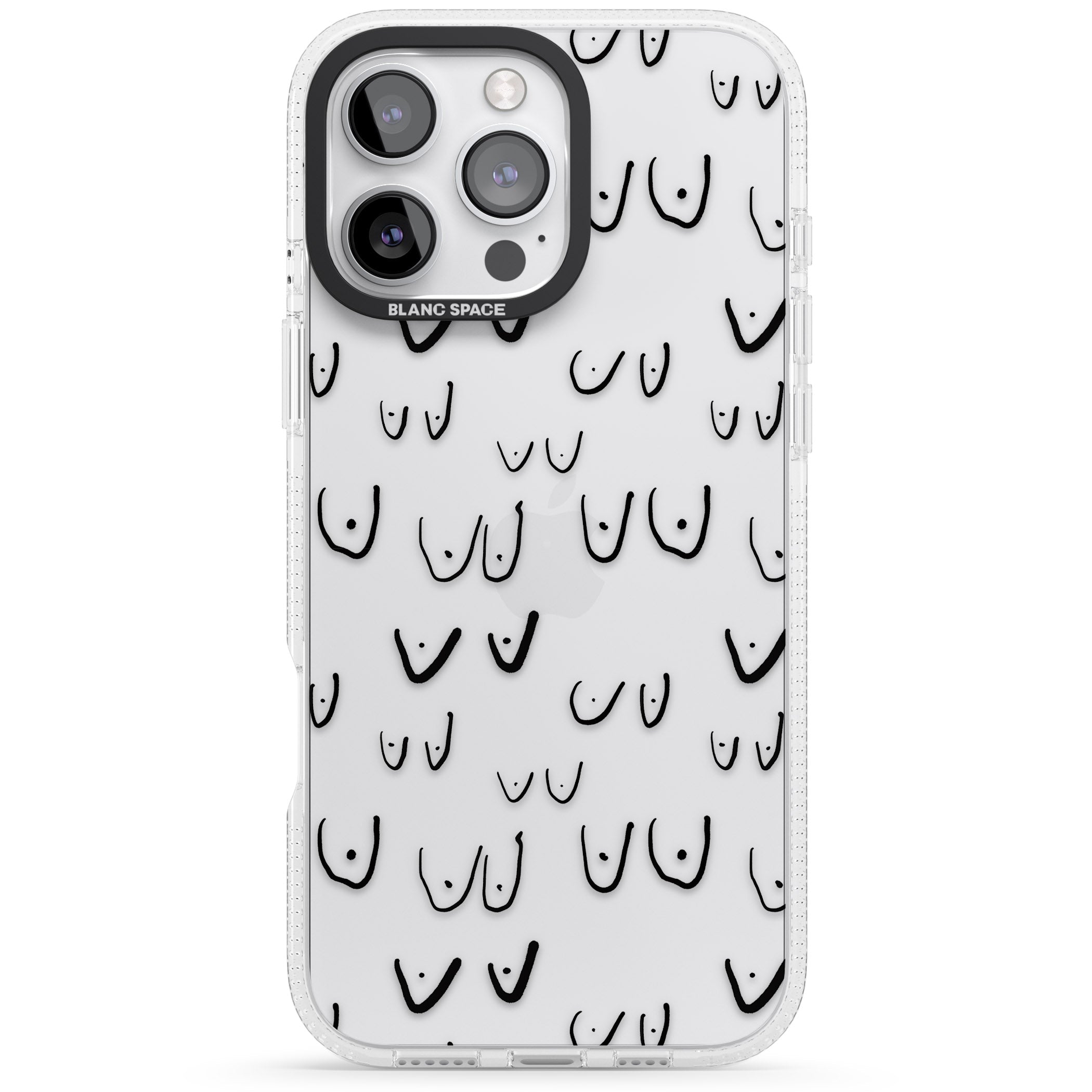 Free the boob (Black) iPhone 16 Pro Max / 16 Pro Clear Case Impact Air - Blanc Space