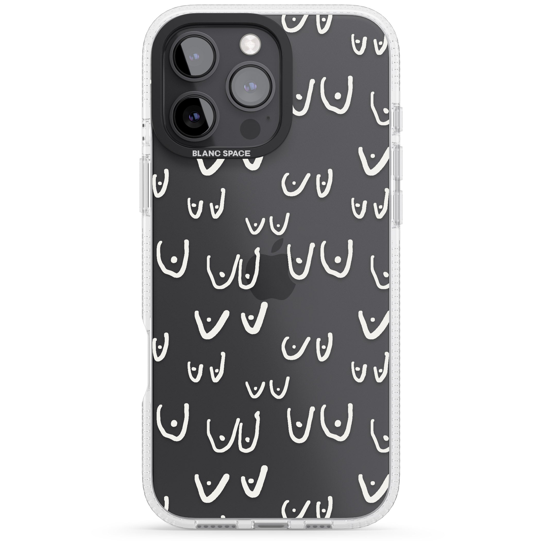 Free the boob (White) iPhone 16 Pro Max / 16 Pro Clear Case Impact Air - Blanc Space