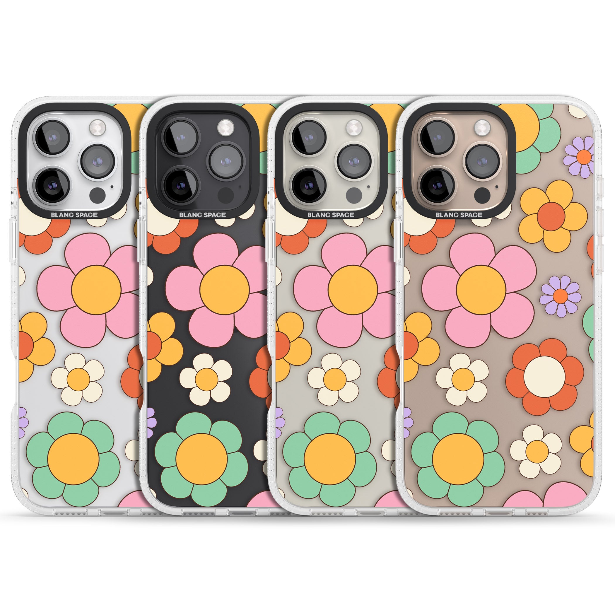 Groovy Blossoms iPhone 16 Pro Max / 16 Pro Clear Case Impact Air - Blanc Space