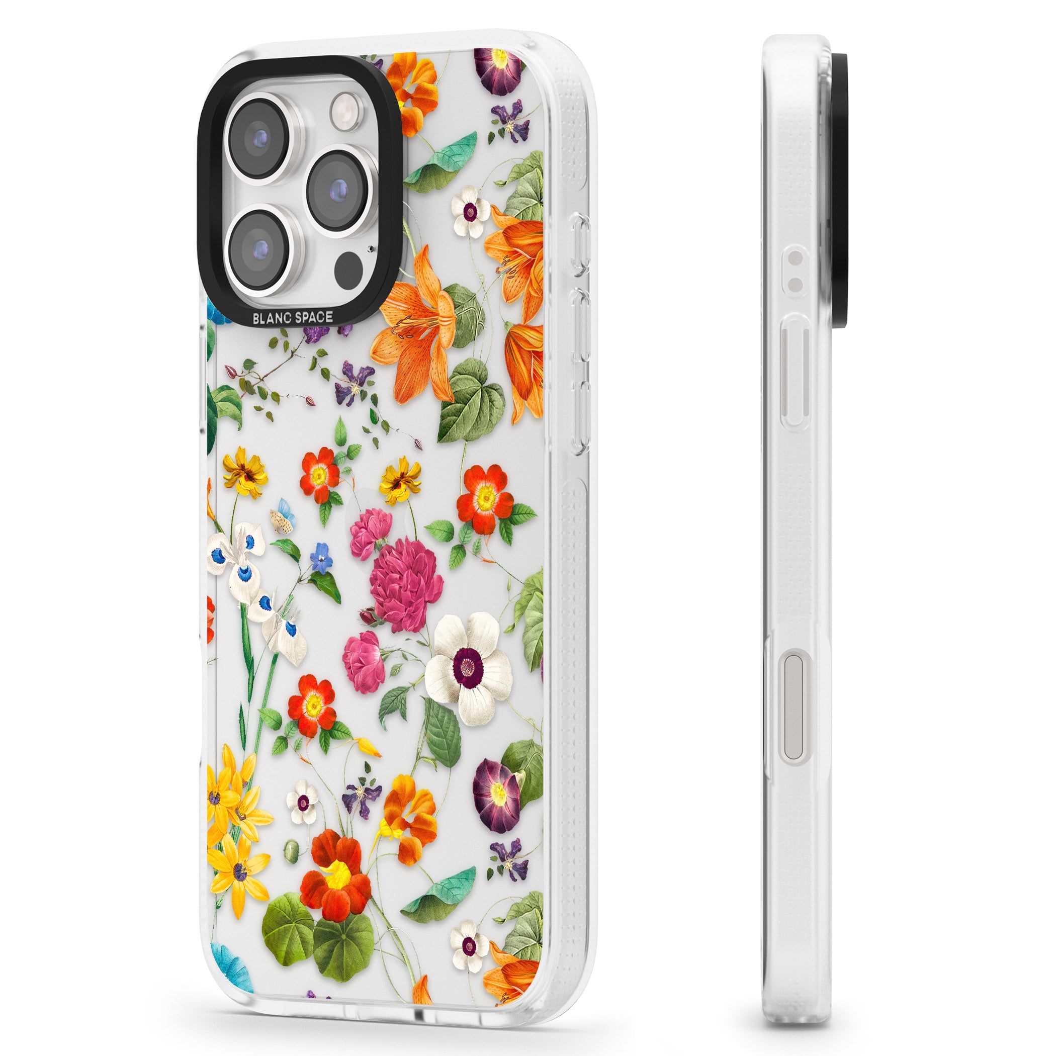Whimsical Wildflowers iPhone 16 Pro Max / 16 Pro Clear Case Impact Air - Blanc Space