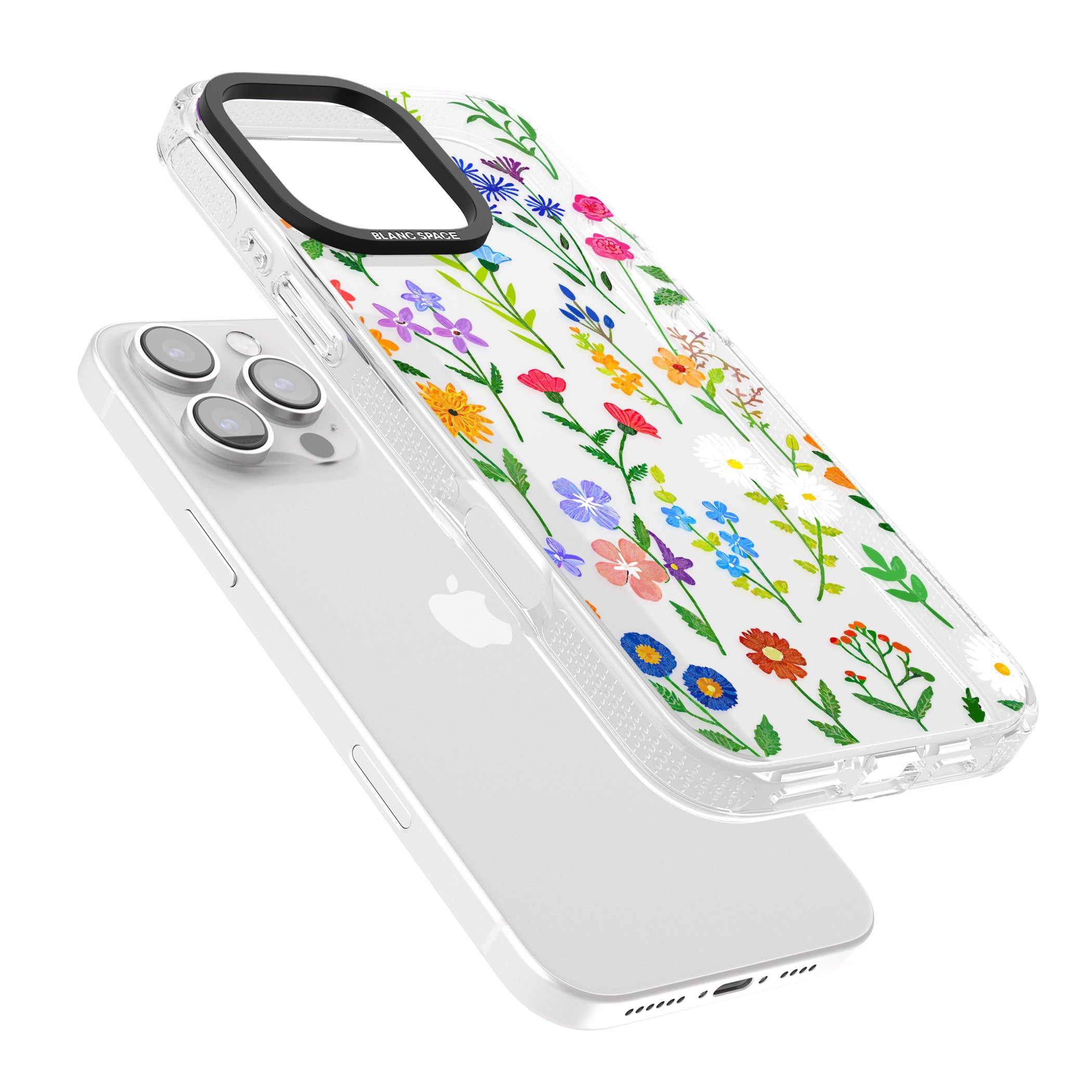 Wildflower Garden iPhone 16 Pro Max / 16 Pro Clear Case Impact Air - Blanc Space