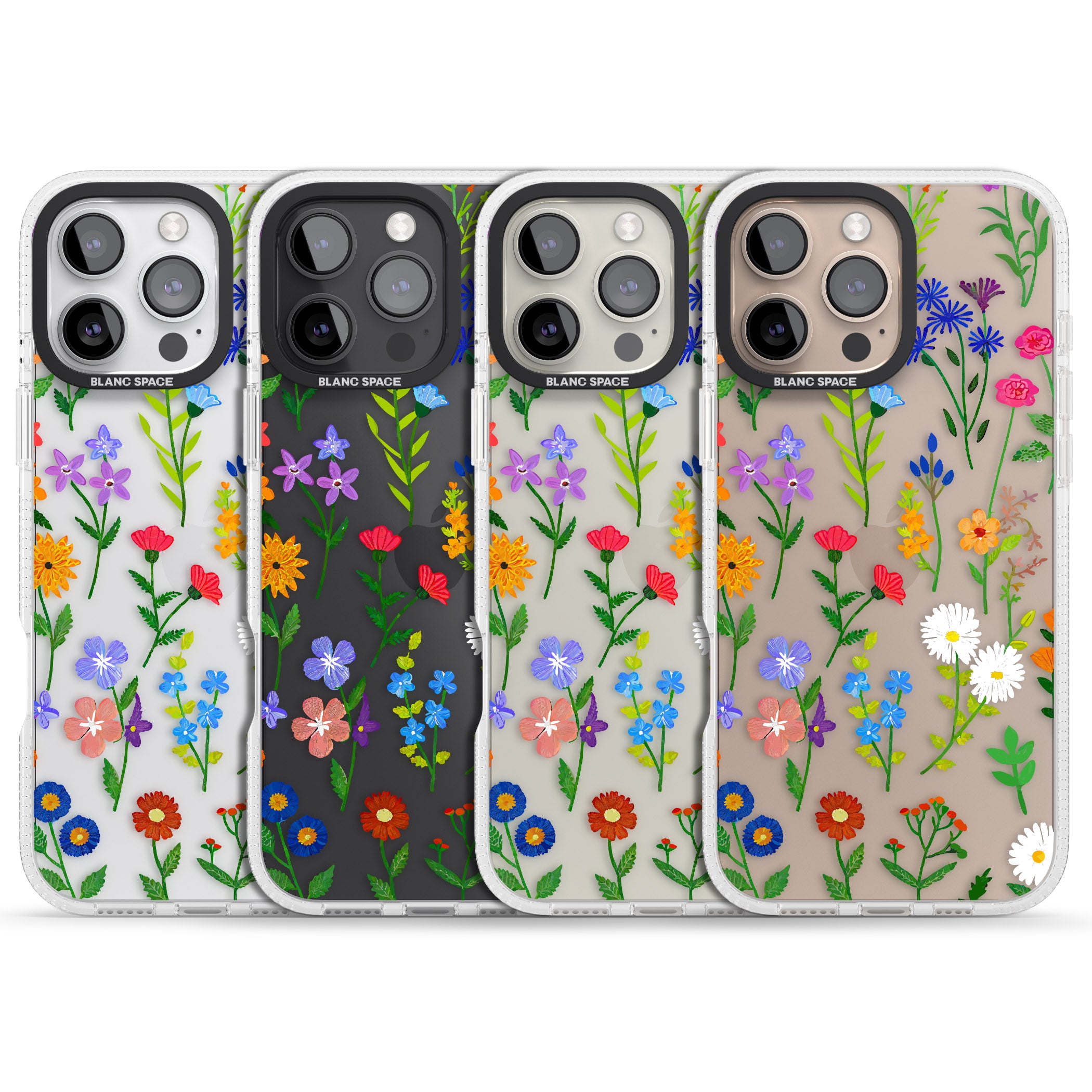 Wildflower Garden iPhone 16 Pro Max / 16 Pro Clear Case Impact Air - Blanc Space