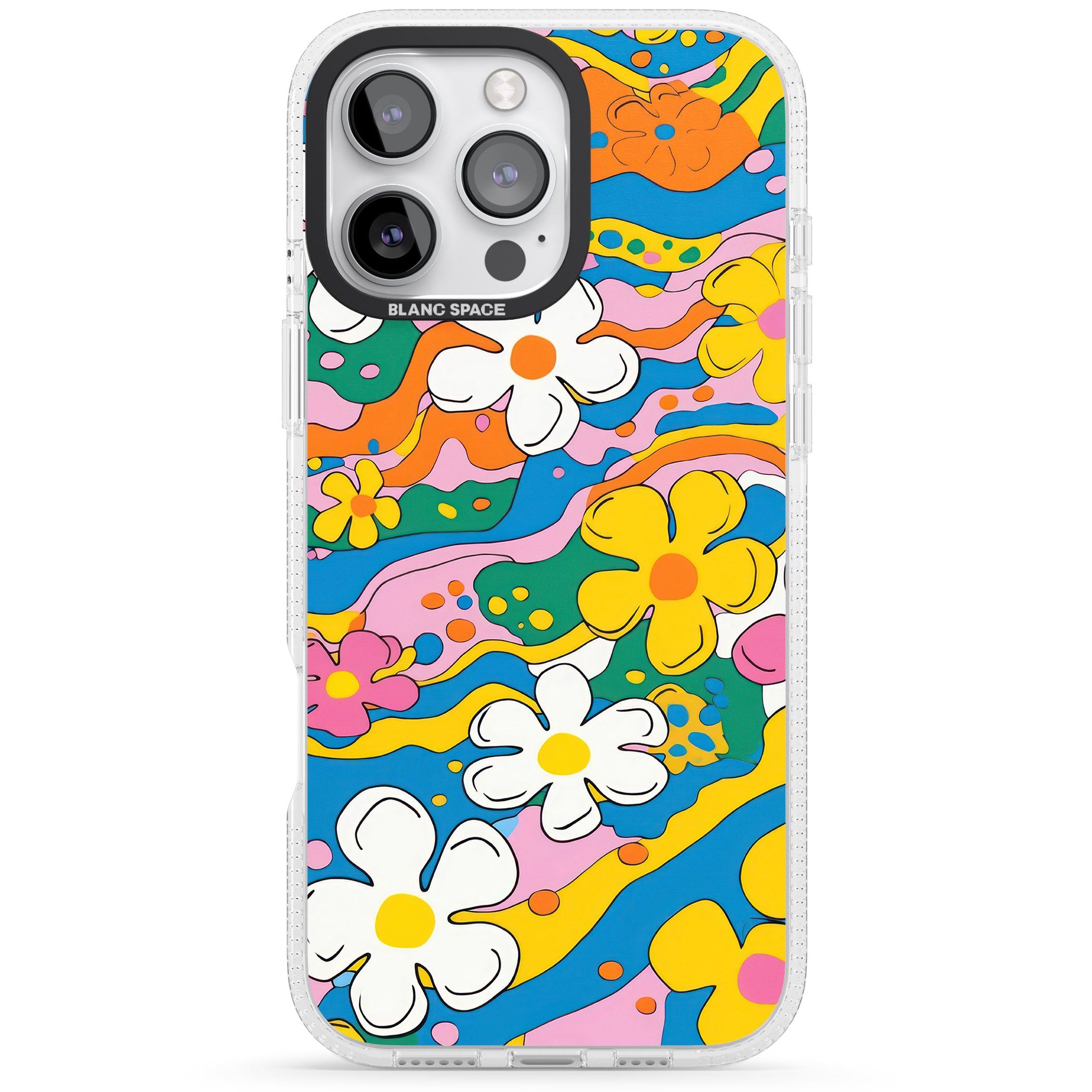 Vibrant Bloom iPhone 16 Pro Max / 16 Pro Clear Case Impact Air - Blanc Space