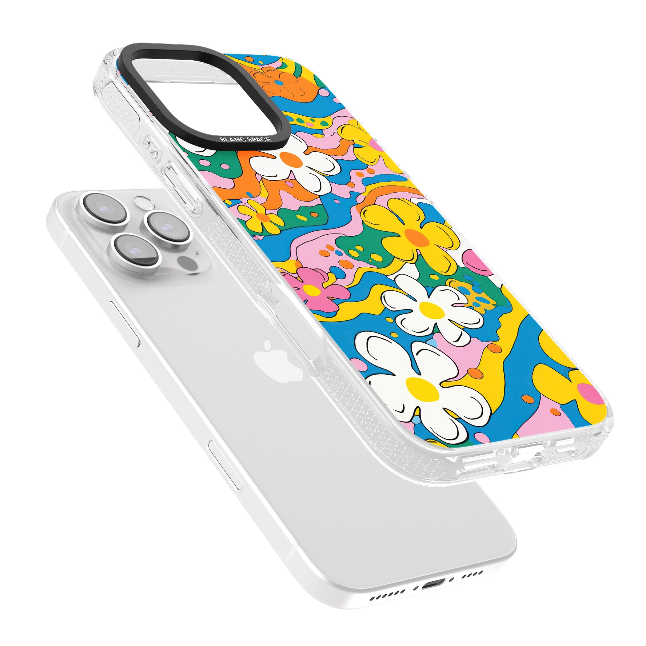 Vibrant Bloom iPhone 16 Pro Max / 16 Pro Clear Case Impact Air - Blanc Space