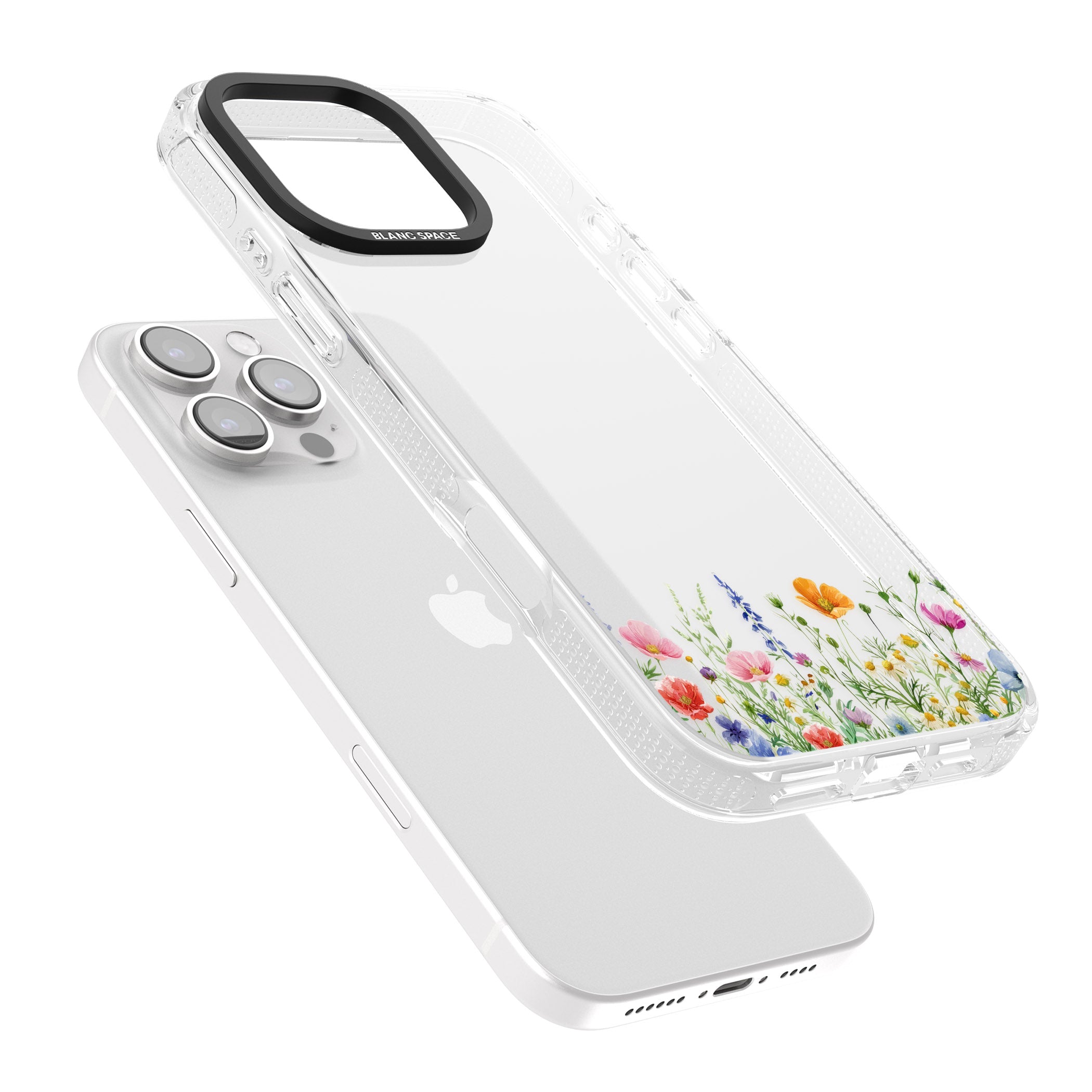 Minimal Wildflowers iPhone 16 Pro Max / 16 Pro Clear Case Impact Air - Blanc Space