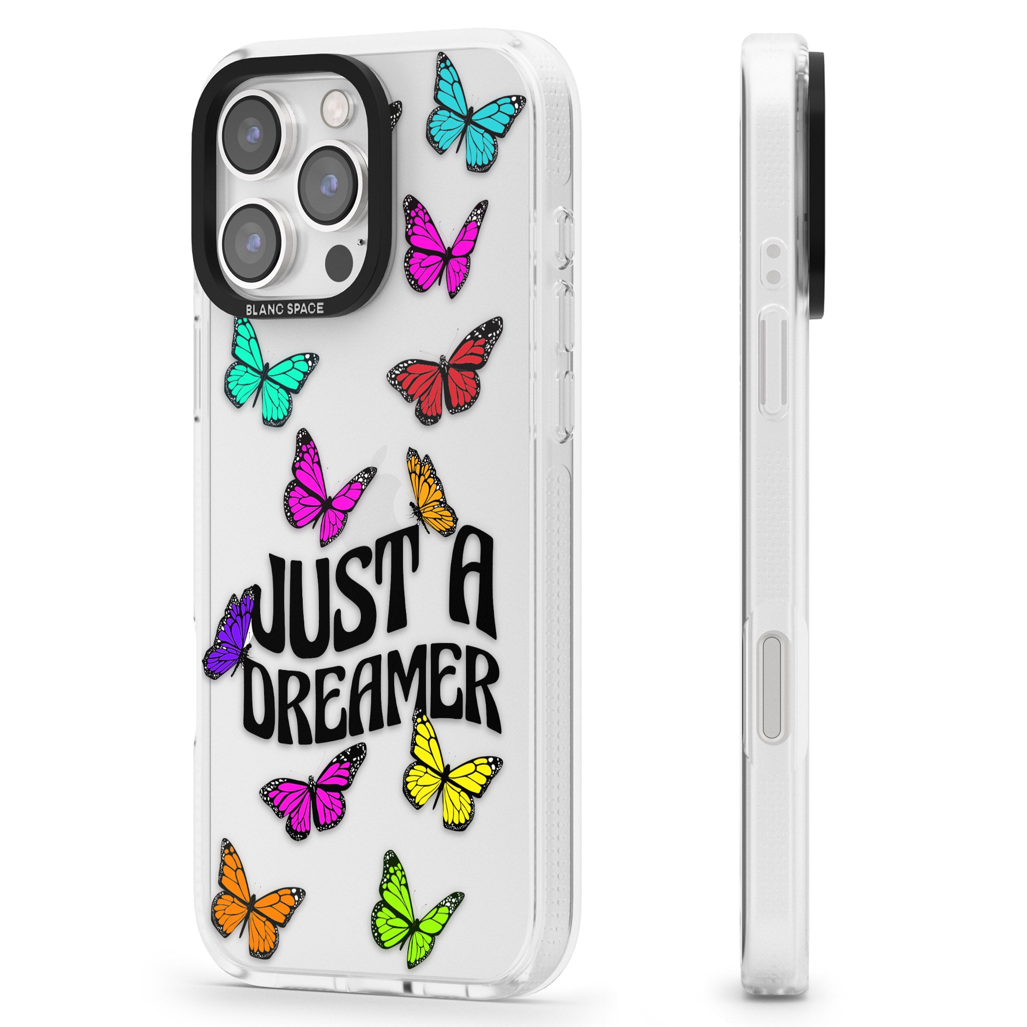 Just a Dreamer Butterfly iPhone 16 Pro Max / 16 Pro Clear Case Impact Air - Blanc Space