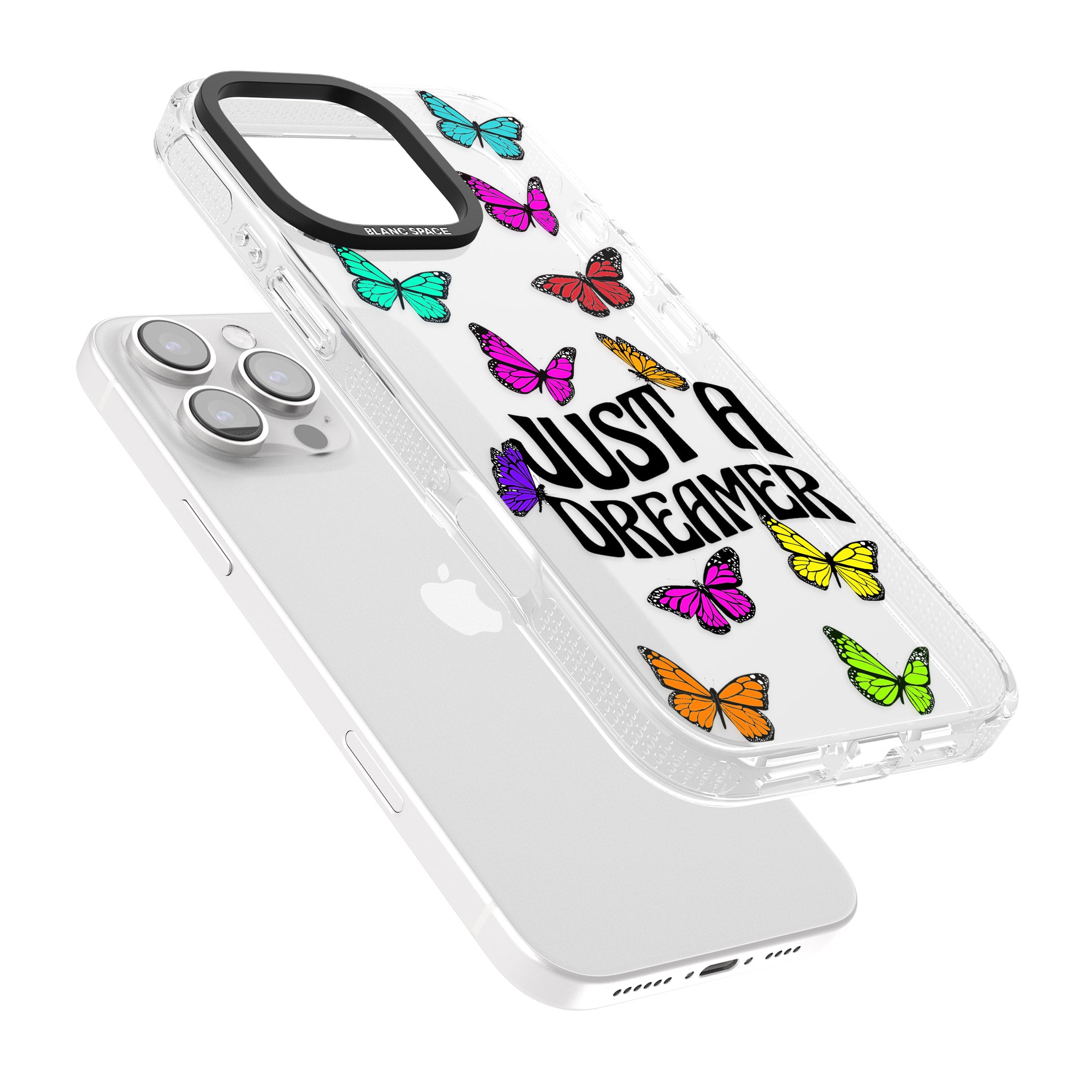 Just a Dreamer Butterfly iPhone 16 Pro Max / 16 Pro Clear Case Impact Air - Blanc Space