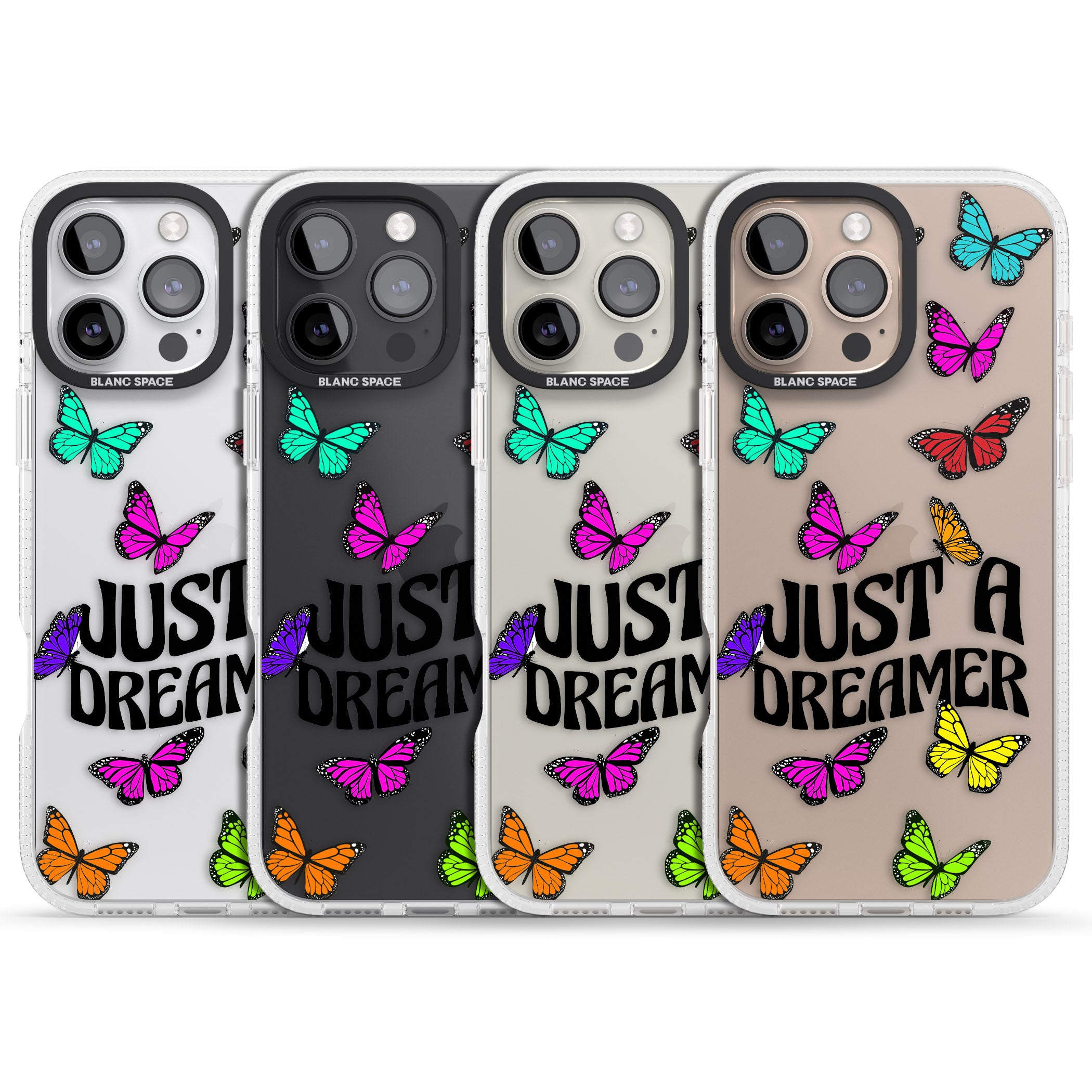 Just a Dreamer Butterfly iPhone 16 Pro Max / 16 Pro Clear Case Impact Air - Blanc Space