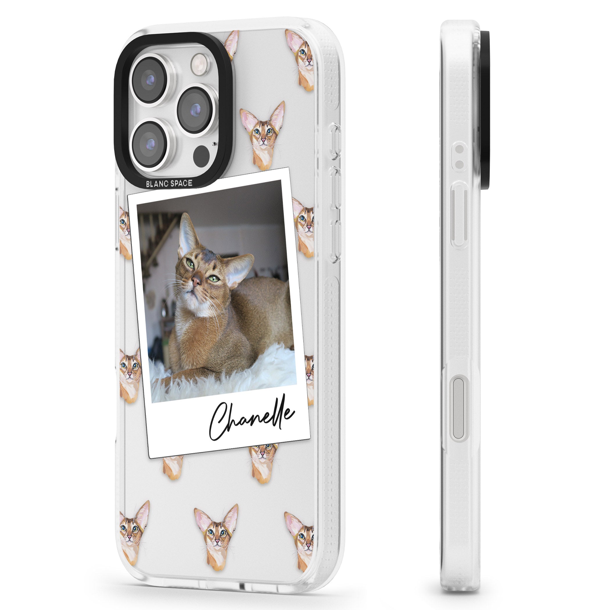 Personalised Abyssinian Cat Photo iPhone 16 Pro Max / 16 Pro Clear Case Impact Air - Blanc Space
