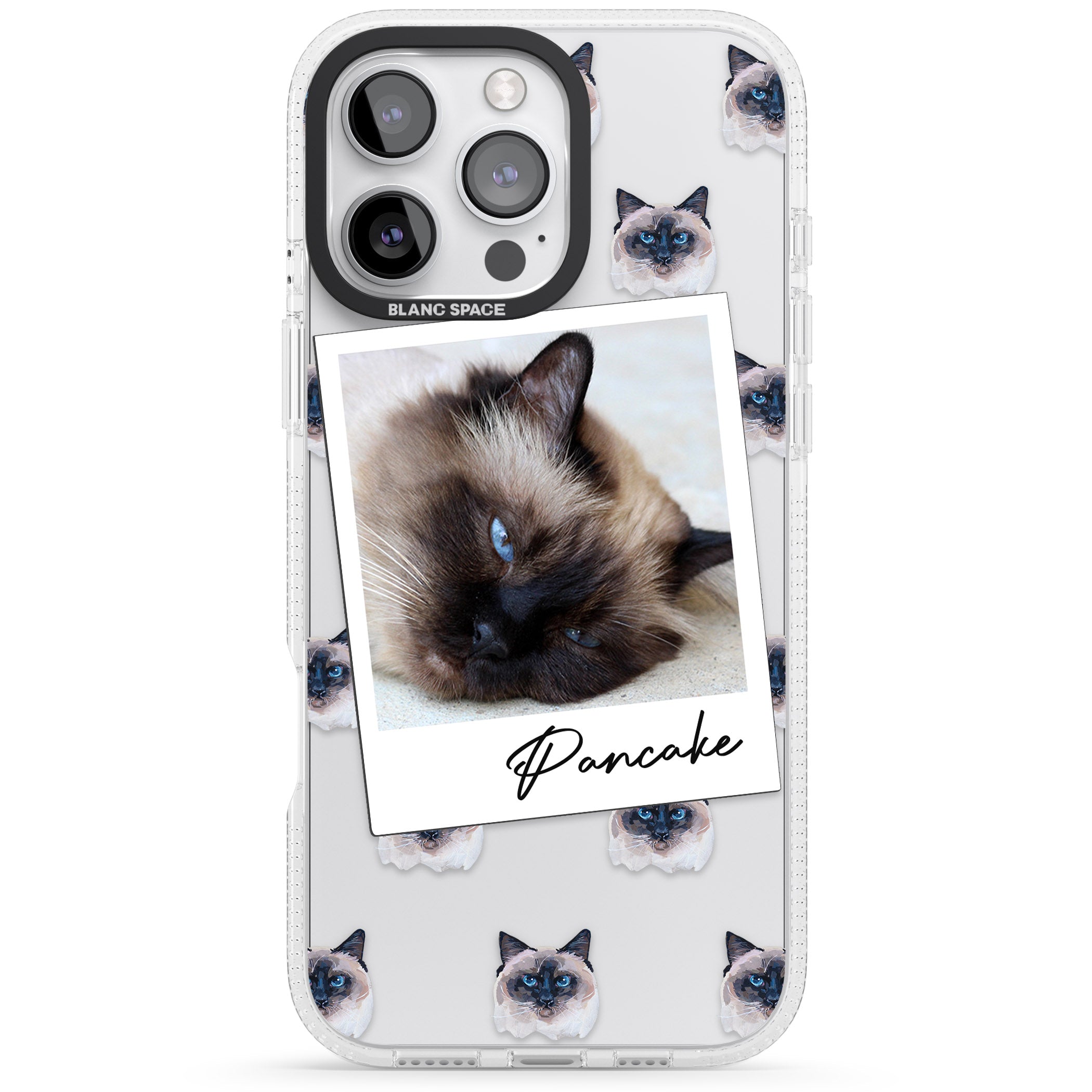 Personalised Burmese Cat Photo iPhone 16 Pro Max / 16 Pro Clear Case Impact Air - Blanc Space