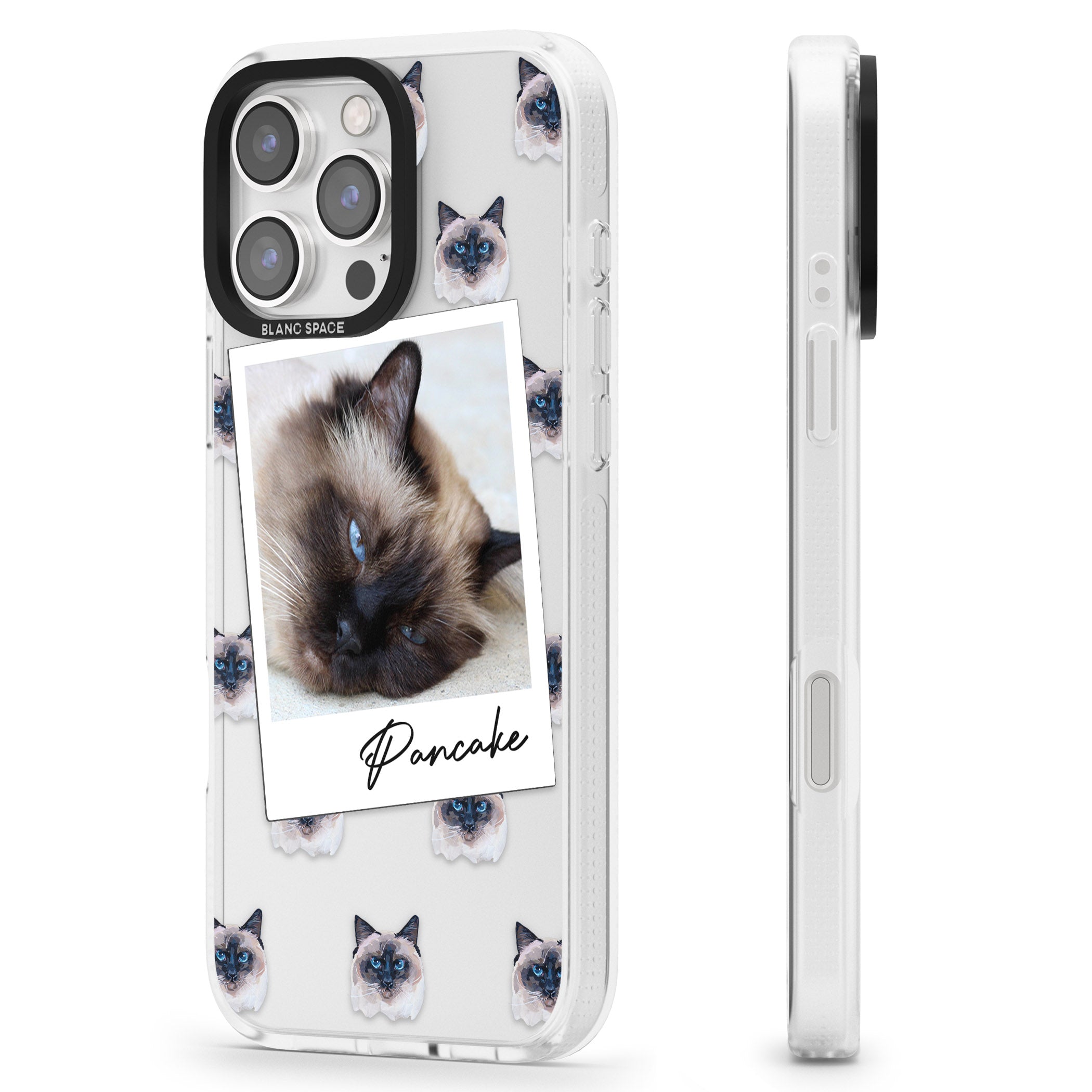 Personalised Burmese Cat Photo iPhone 16 Pro Max / 16 Pro Clear Case Impact Air - Blanc Space