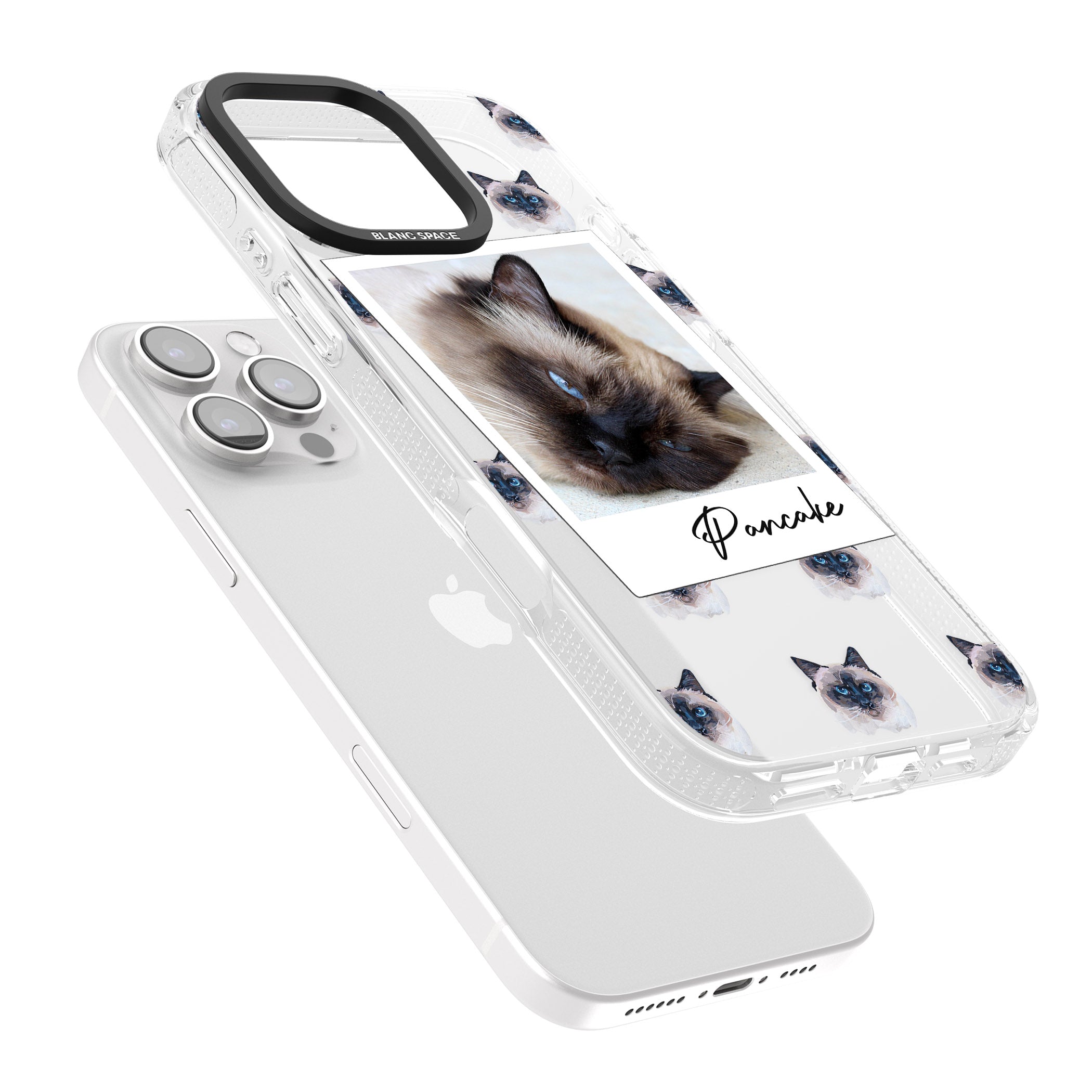 Personalised Burmese Cat Photo iPhone 16 Pro Max / 16 Pro Clear Case Impact Air - Blanc Space