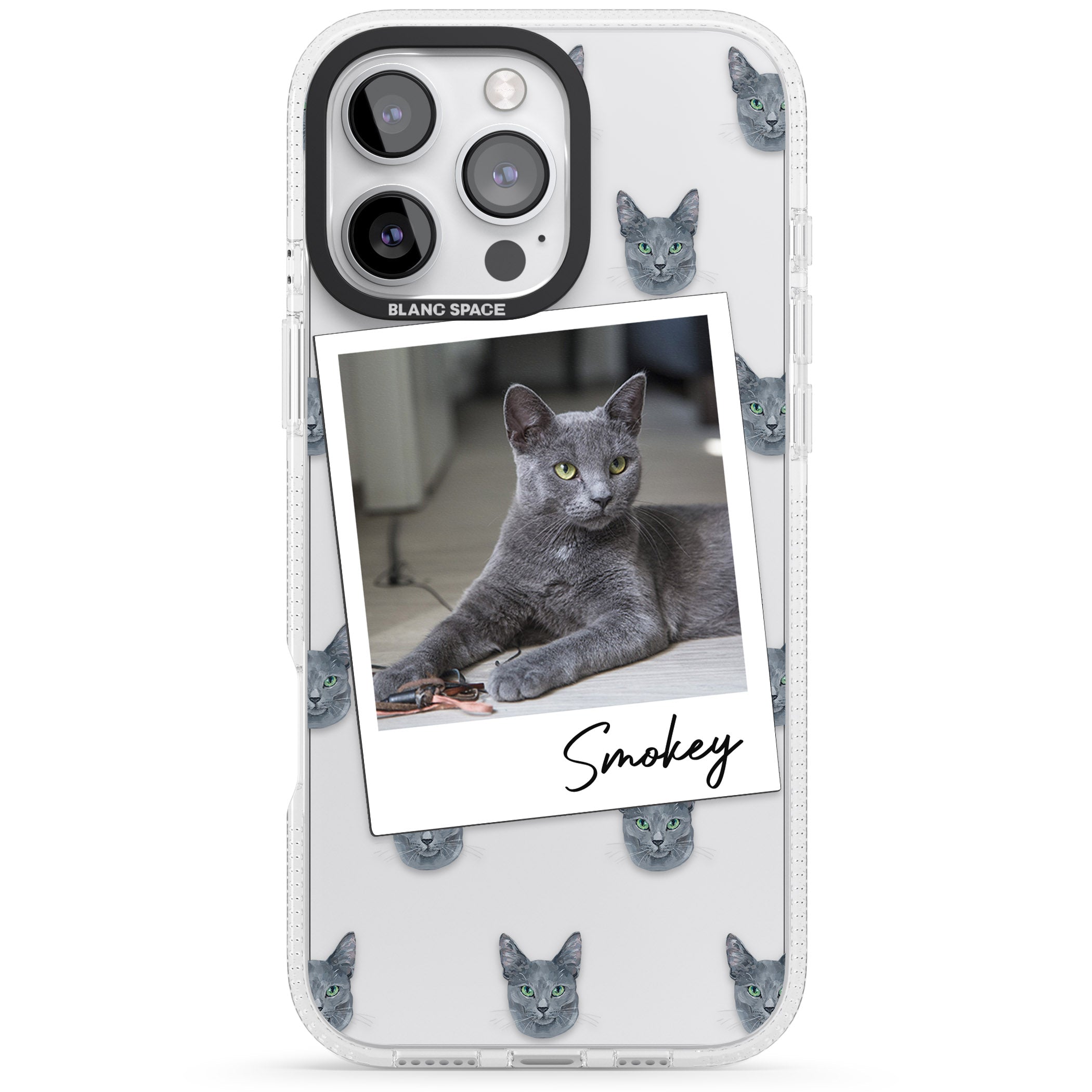 Personalised Korat Cat Photo iPhone 16 Pro Max / 16 Pro Clear Case Impact Air - Blanc Space