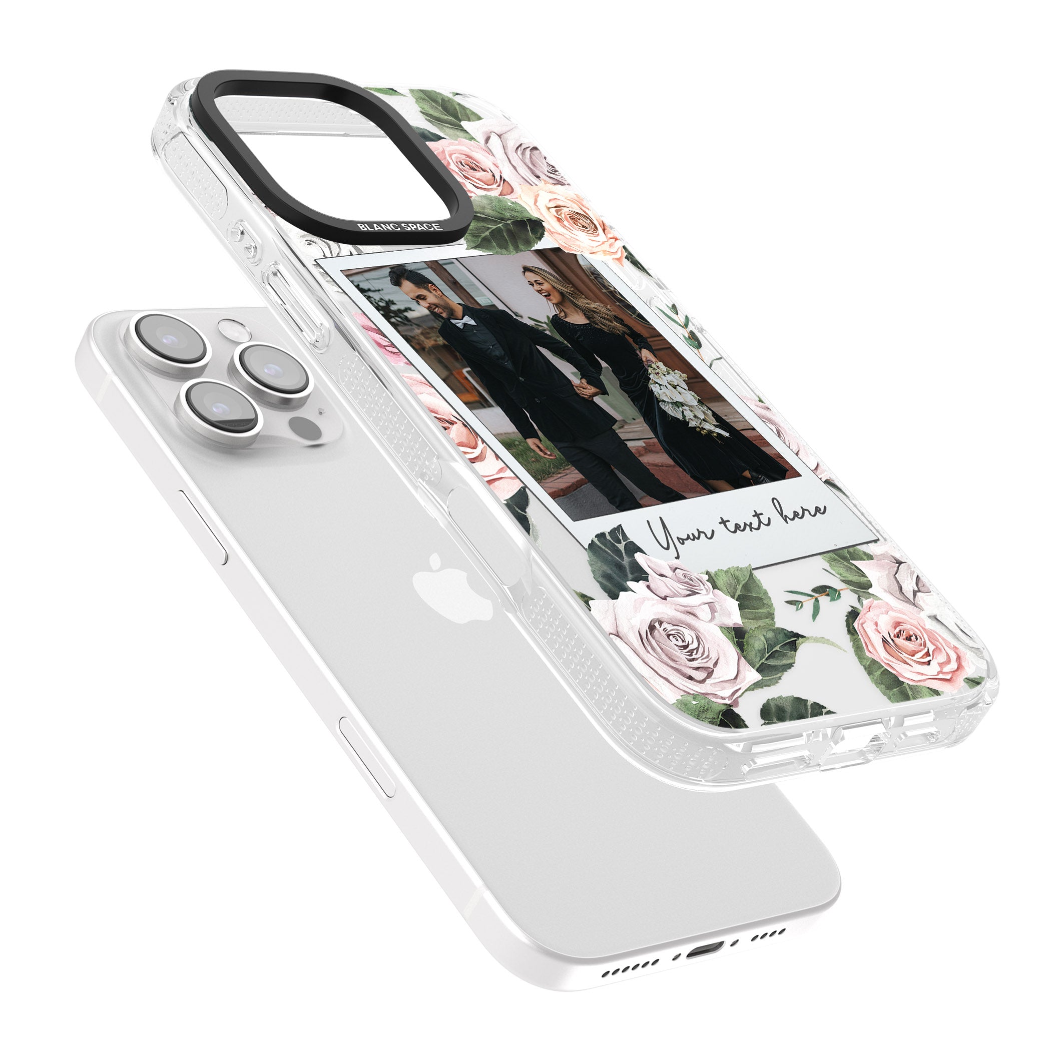 Personalised Floral Instant Film Photo iPhone 16 Pro Max / 16 Pro Clear Case Impact Air - Blanc Space