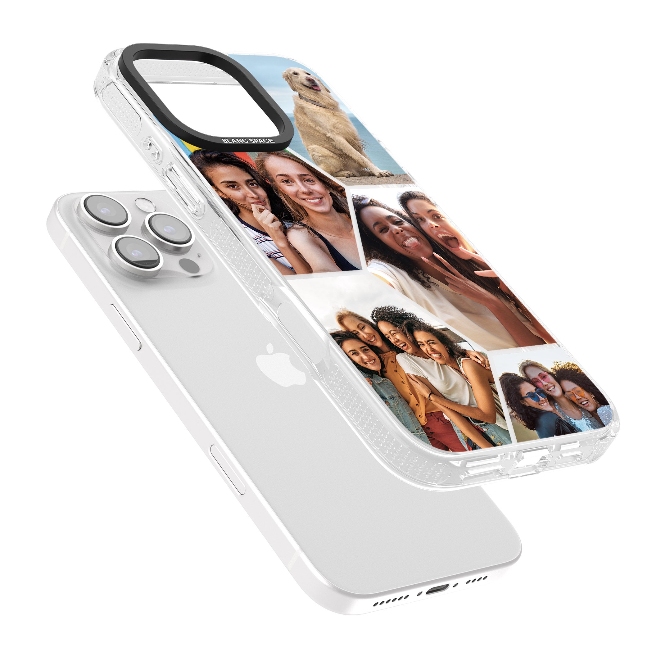 Personalised Beehive Photo Grid iPhone 16 Pro Max / 16 Pro Clear Case Impact Air - Blanc Space