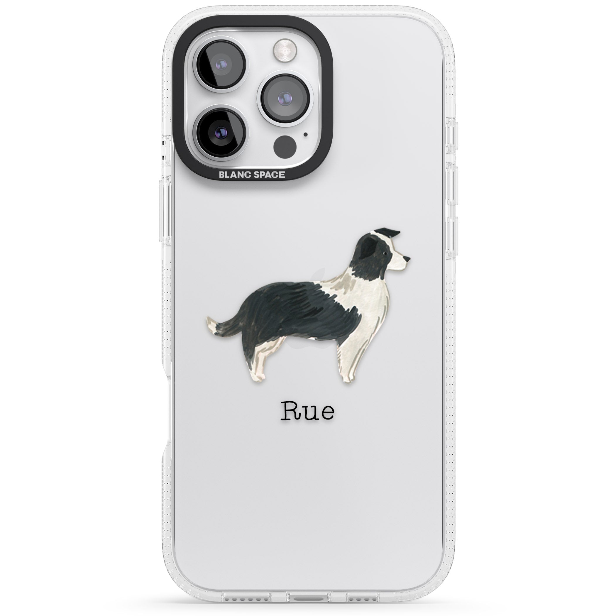 Personalised Border Collie iPhone 16 Pro Max / 16 Pro Clear Case Impact Air - Blanc Space