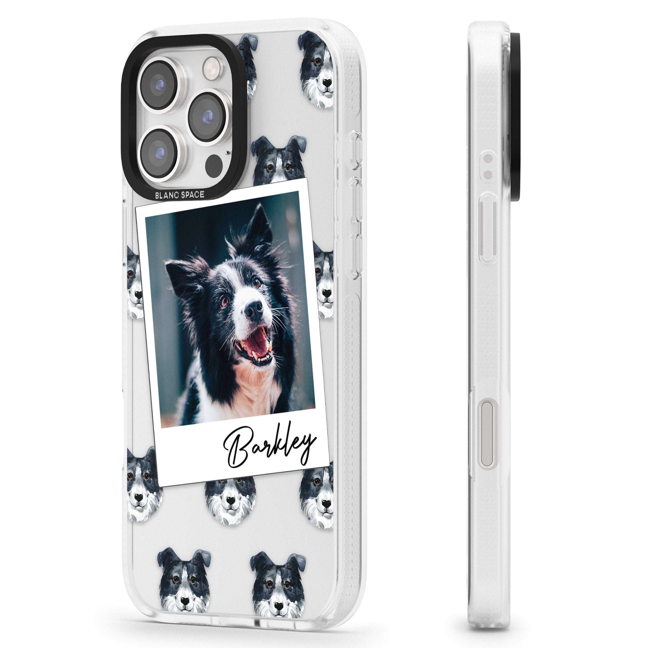 Personalised Border Collie - Dog Photo iPhone 16 Pro Max / 16 Pro Clear Case Impact Air - Blanc Space