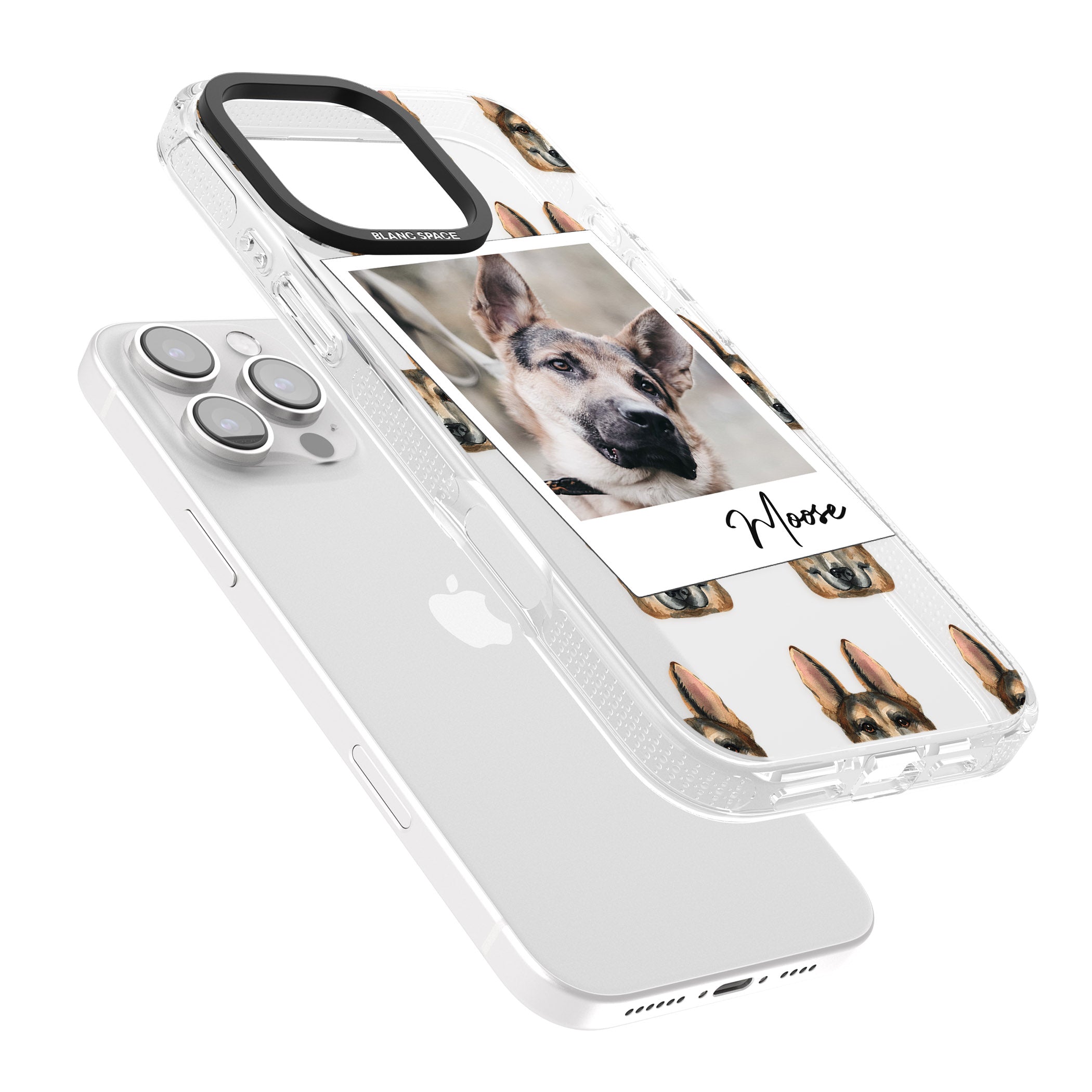 Personalised German Shepherd - Dog Photo iPhone 16 Pro Max / 16 Pro Clear Case Impact Air - Blanc Space