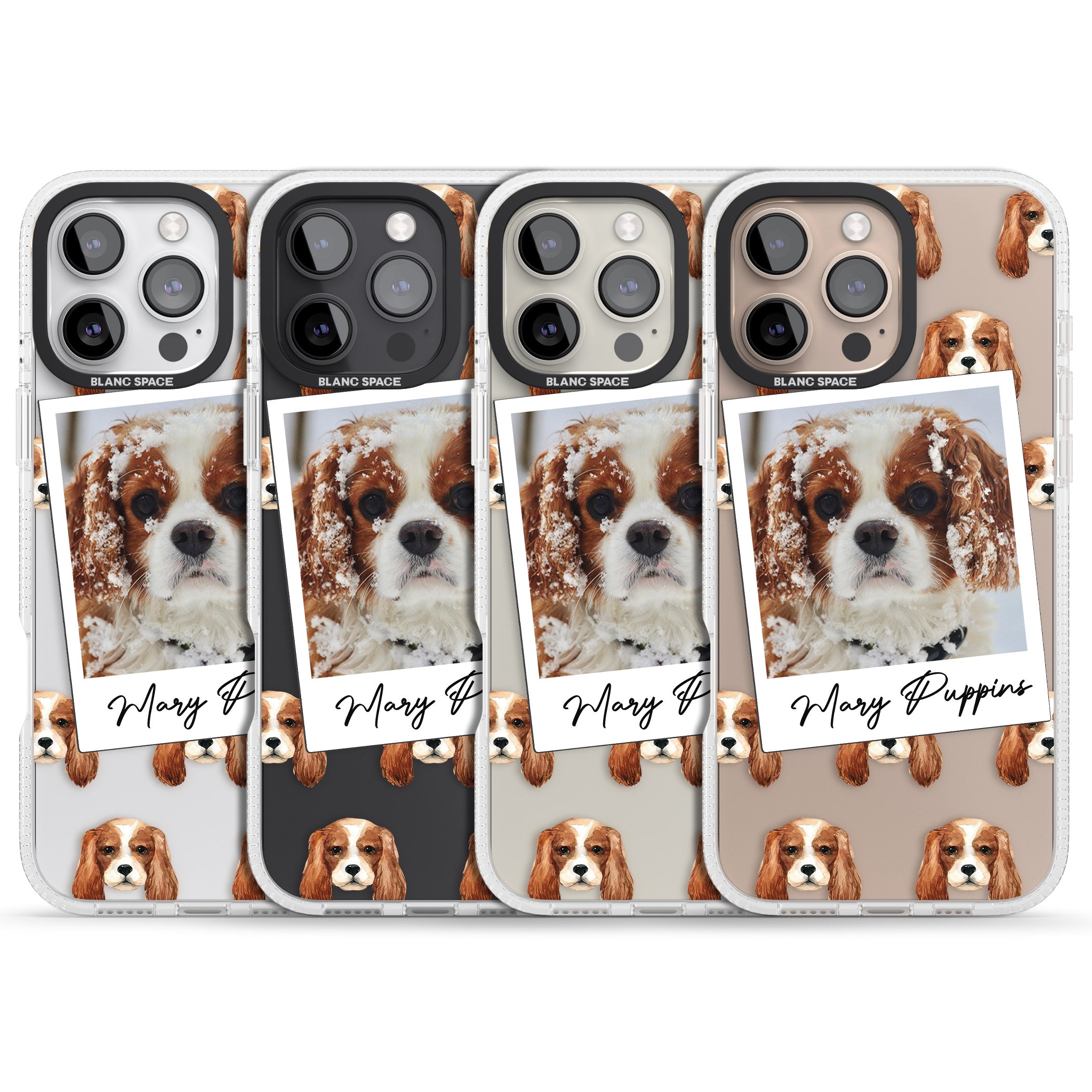 Personalised Cavalier King Charles - Dog Photo iPhone 16 Pro Max / 16 Pro Clear Case Impact Air - Blanc Space