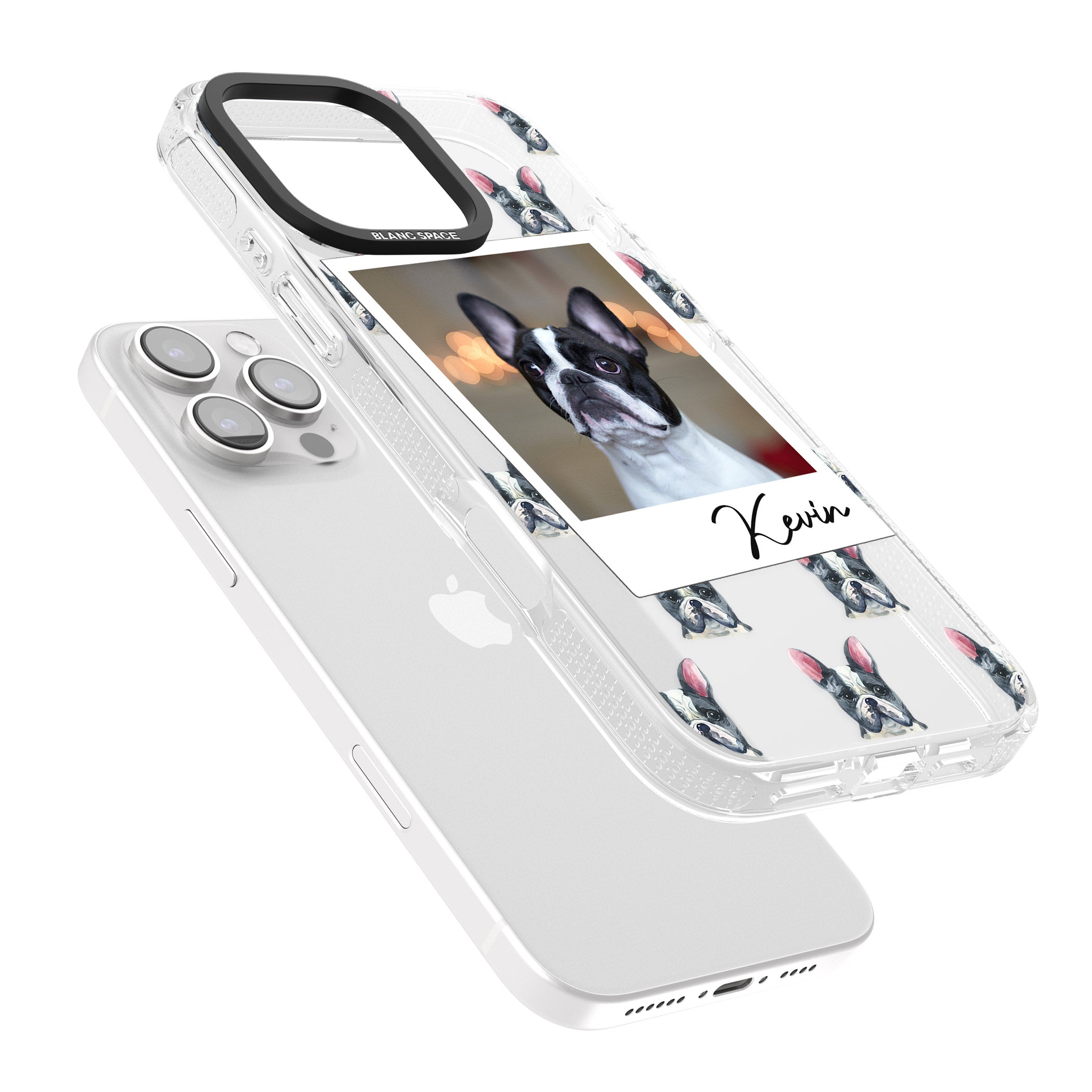 Personalised French Bulldog, Black & White - Dog Photo iPhone 16 Pro Max / 16 Pro Clear Case Impact Air - Blanc Space