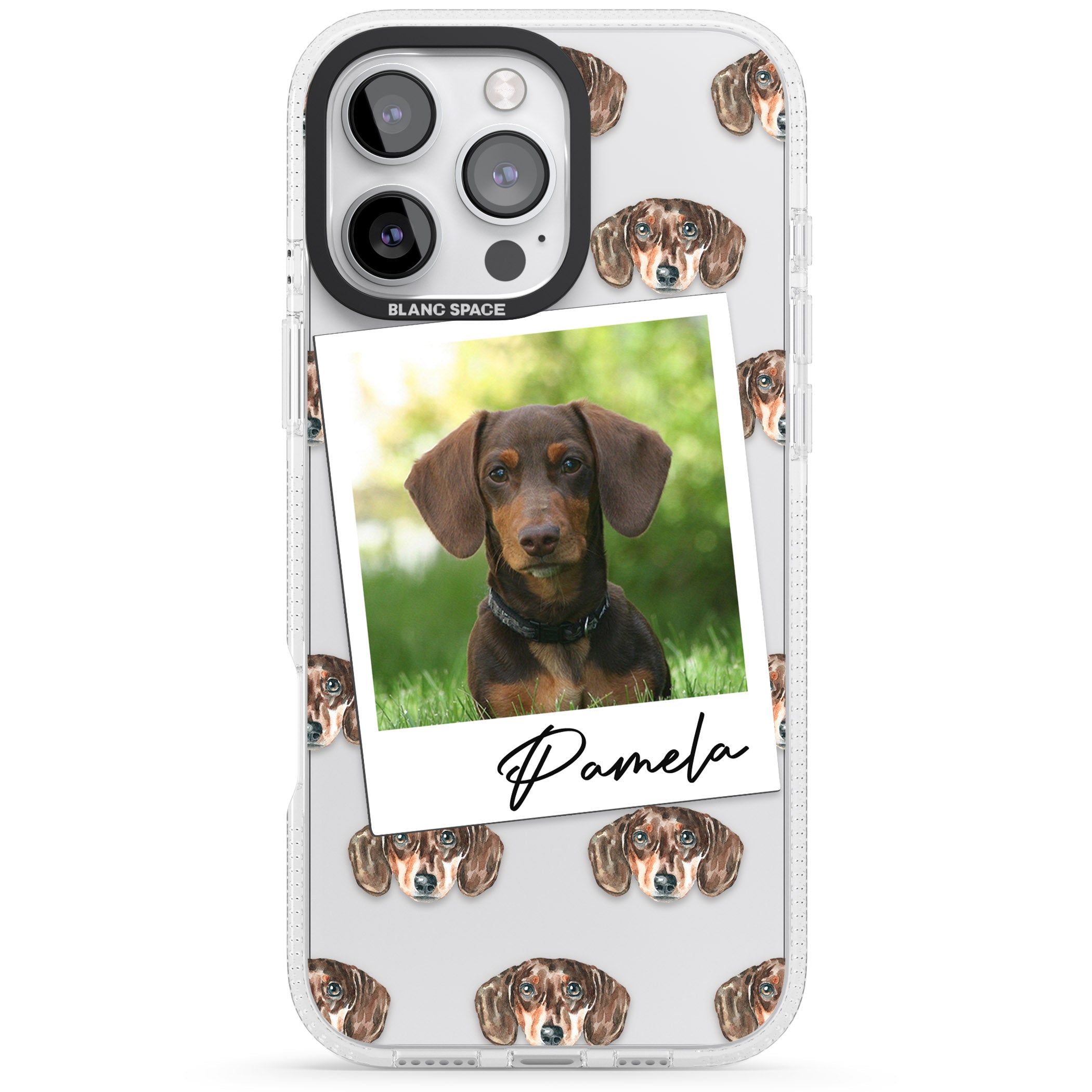 Personalised Dachshund, Brown - Dog Photo iPhone 16 Pro Max / 16 Pro Clear Case Impact Air - Blanc Space