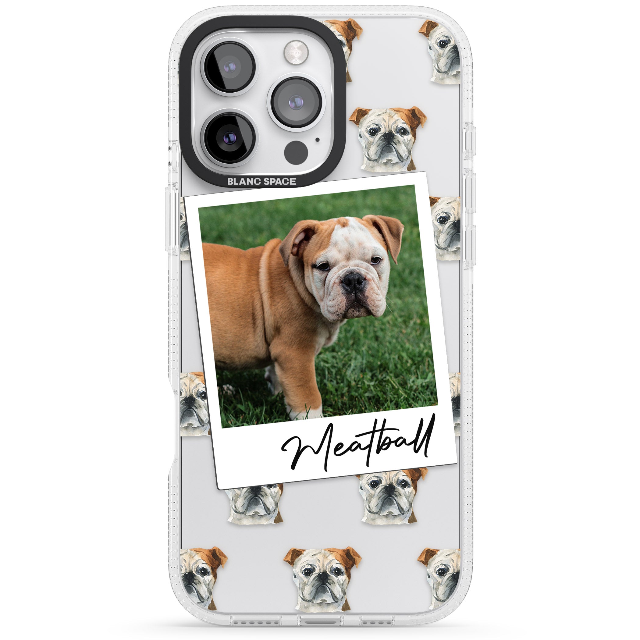 Personalised English Bulldog - Dog Photo iPhone 16 Pro Max / 16 Pro Clear Case Impact Air - Blanc Space