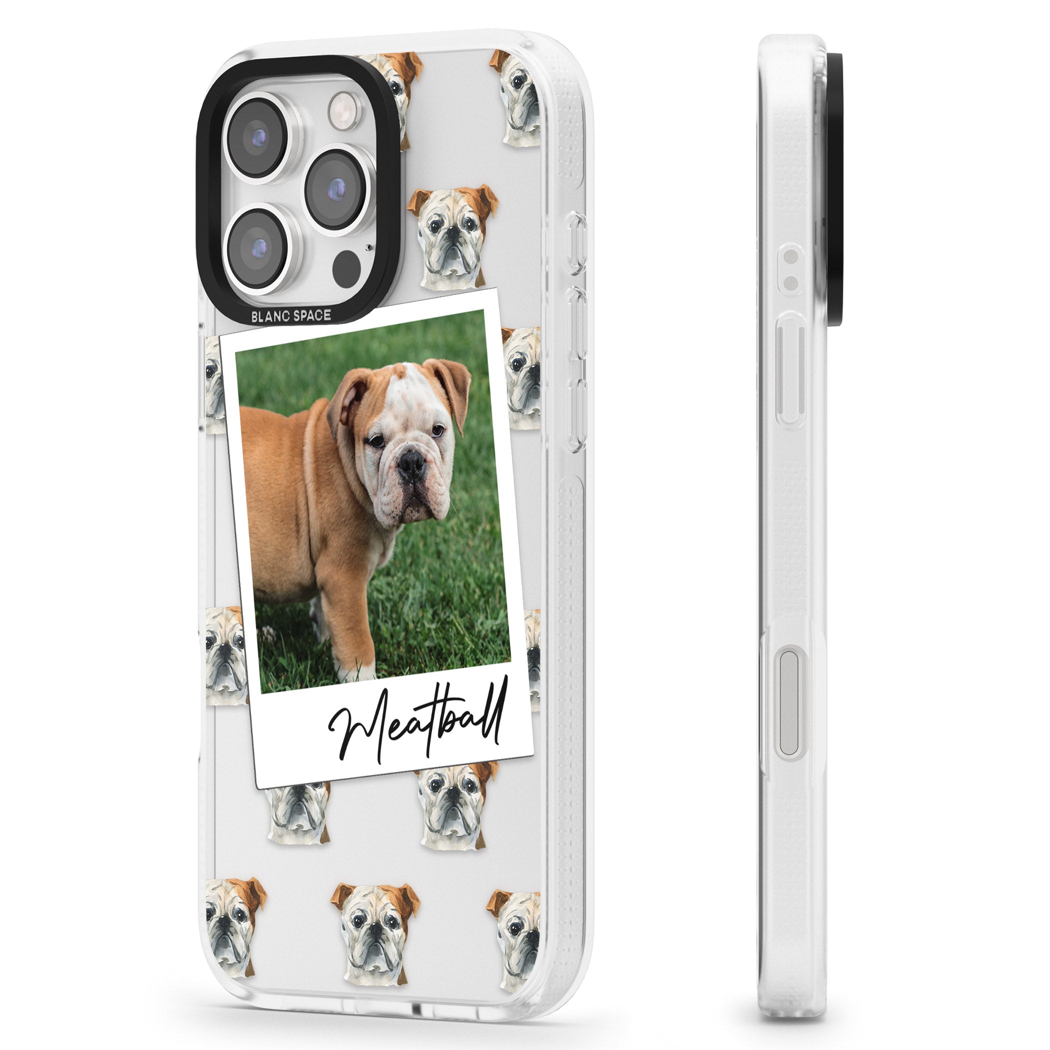 Personalised English Bulldog - Dog Photo iPhone 16 Pro Max / 16 Pro Clear Case Impact Air - Blanc Space