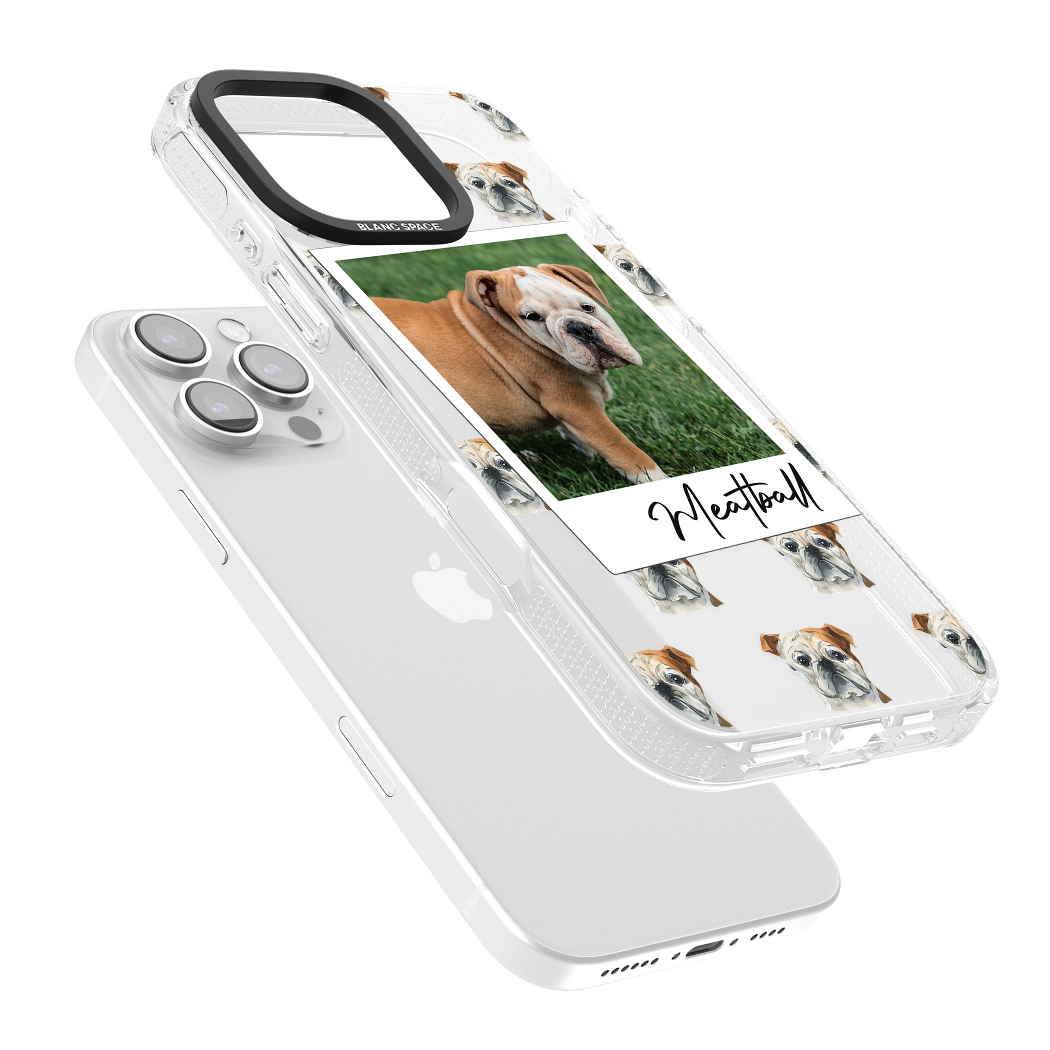 Personalised English Bulldog - Dog Photo iPhone 16 Pro Max / 16 Pro Clear Case Impact Air - Blanc Space