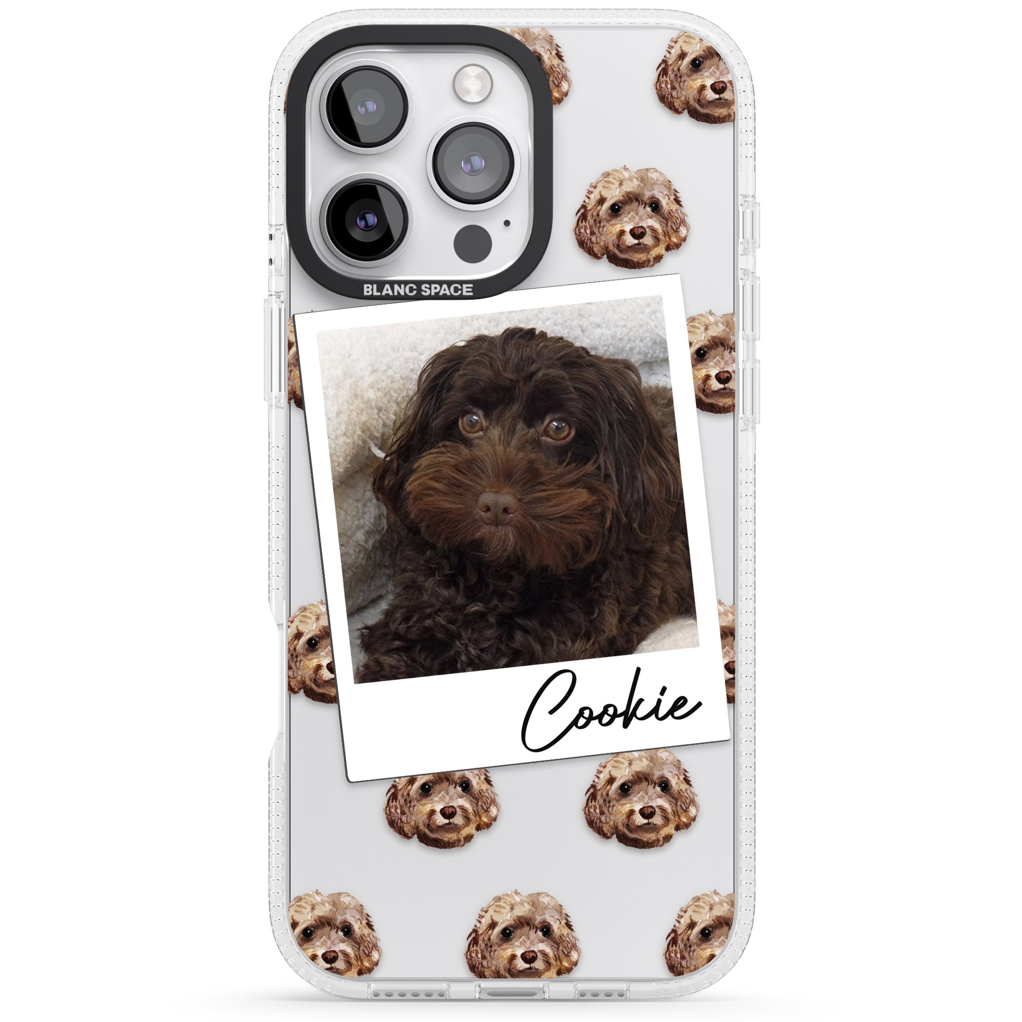 Personalised Cockapoo, Brown - Dog Photo iPhone 16 Pro Max / 16 Pro Clear Case Impact Air - Blanc Space