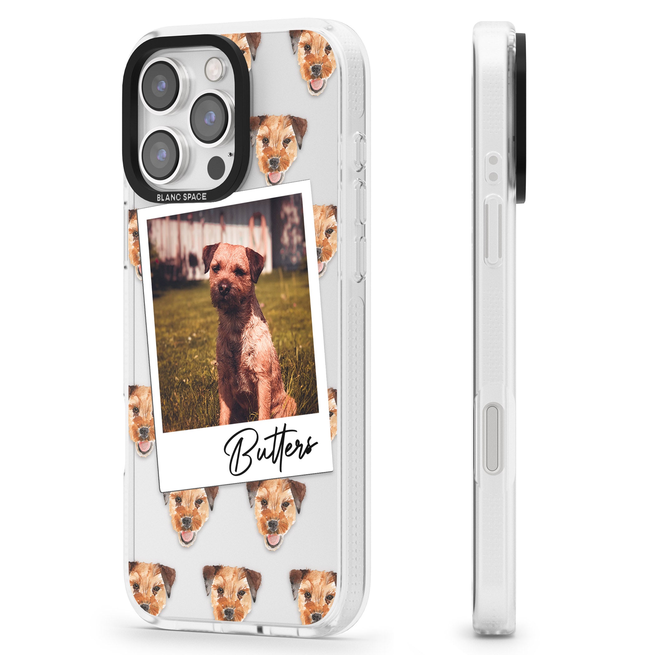 Personalised Border Terrier - Dog Photo iPhone 16 Pro Max / 16 Pro Clear Case Impact Air - Blanc Space