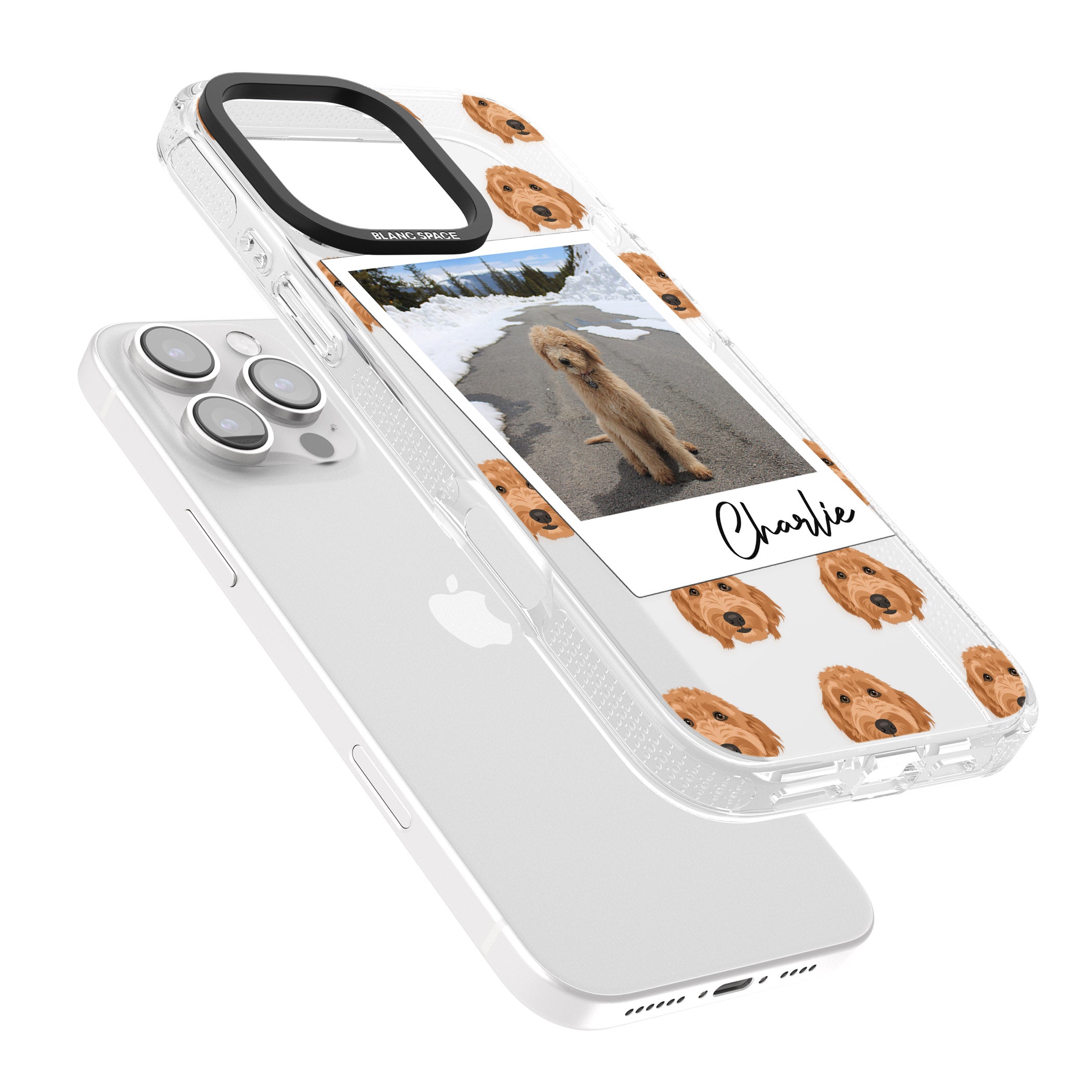 Personalised Personalised Golden Doodle - Dog Photo iPhone 16 Pro Max / 16 Pro Clear Case Impact Air - Blanc Space