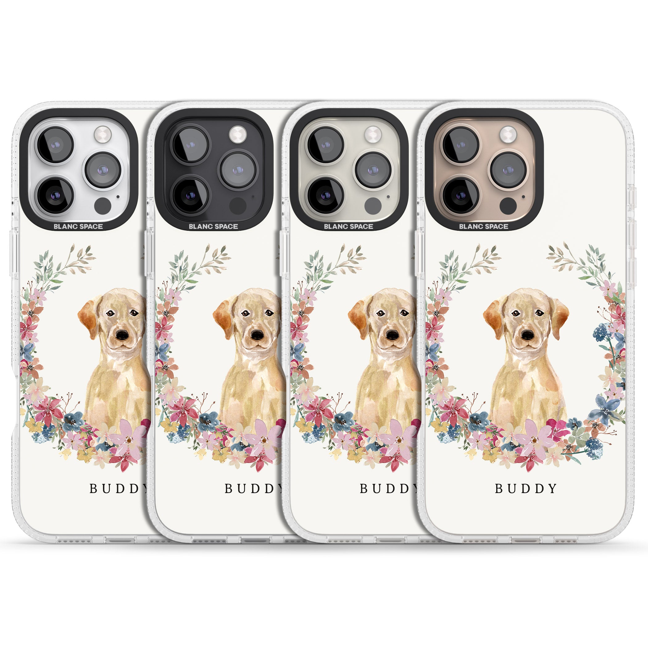 Personalised Yellow Labrador Retriever Dog Portrait iPhone 16 Pro Max / 16 Pro Clear Case Impact Air - Blanc Space