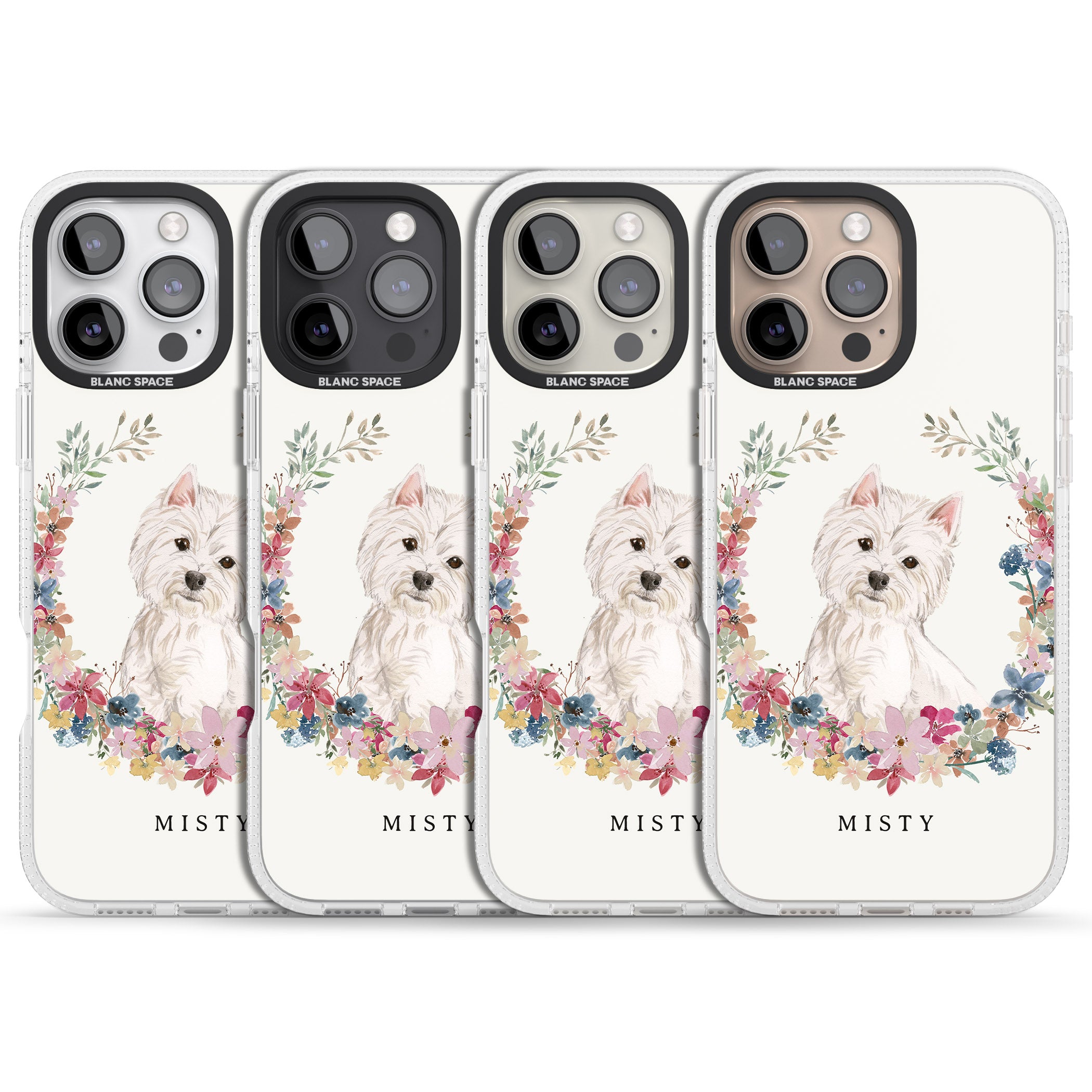Personalised Westie Watercolour Dog Portrait iPhone 16 Pro Max / 16 Pro Clear Case Impact Air - Blanc Space