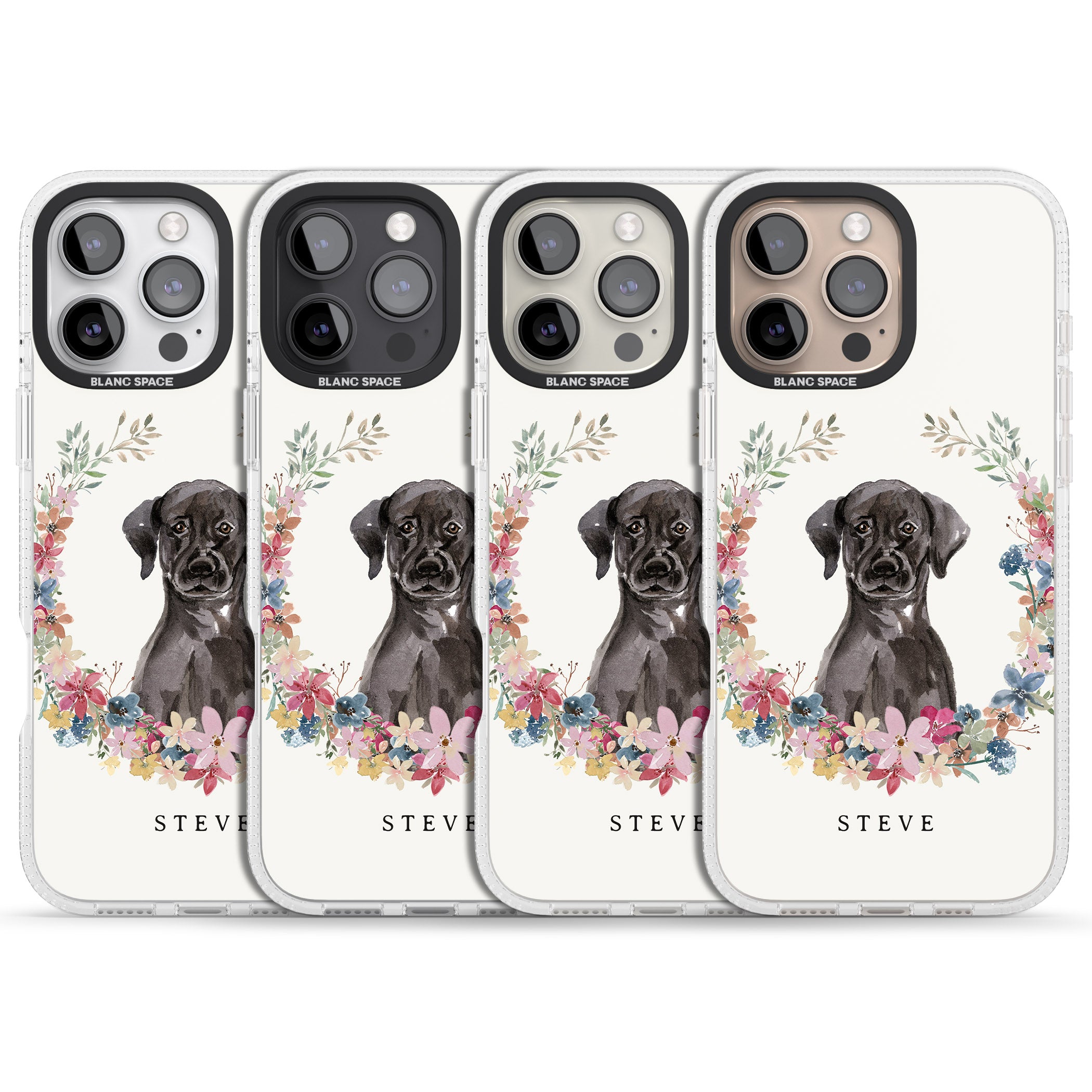 Personalised Black Lab Watercolour Dog Portrait iPhone 16 Pro Max / 16 Pro Clear Case Impact Air - Blanc Space
