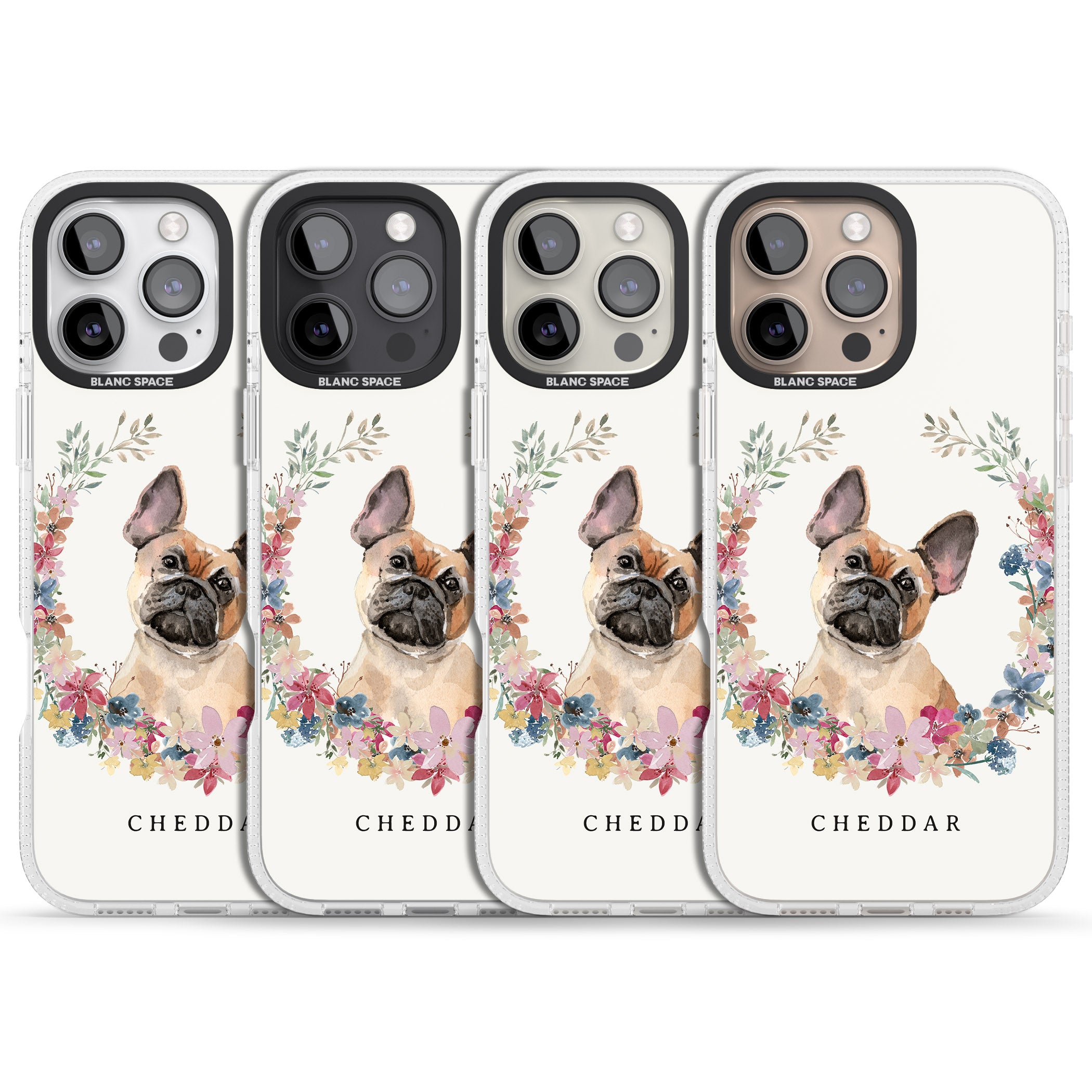 Personalised Tan French Bulldog Watercolour Dog Portrait iPhone 16 Pro Max / 16 Pro Clear Case Impact Air - Blanc Space