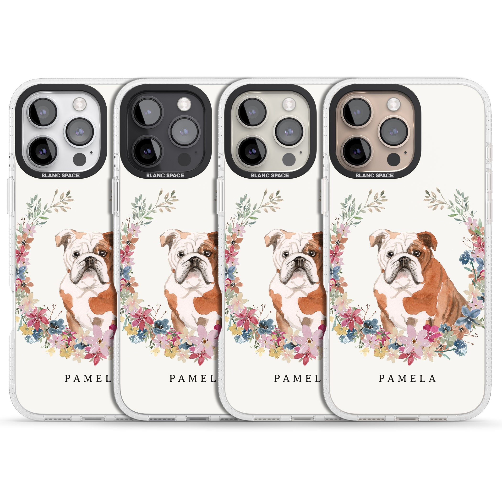Personalised English Bulldog - Watercolour Dog Portrait iPhone 16 Pro Max / 16 Pro Clear Case Impact Air - Blanc Space