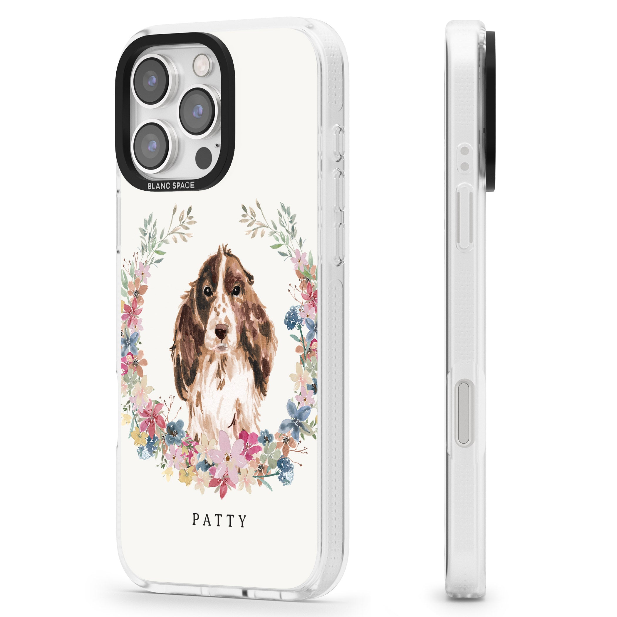 Personalised Brown Cocker Spaniel - Watercolour Dog Portrait iPhone 16 Pro Max / 16 Pro Clear Case Impact Air - Blanc Space