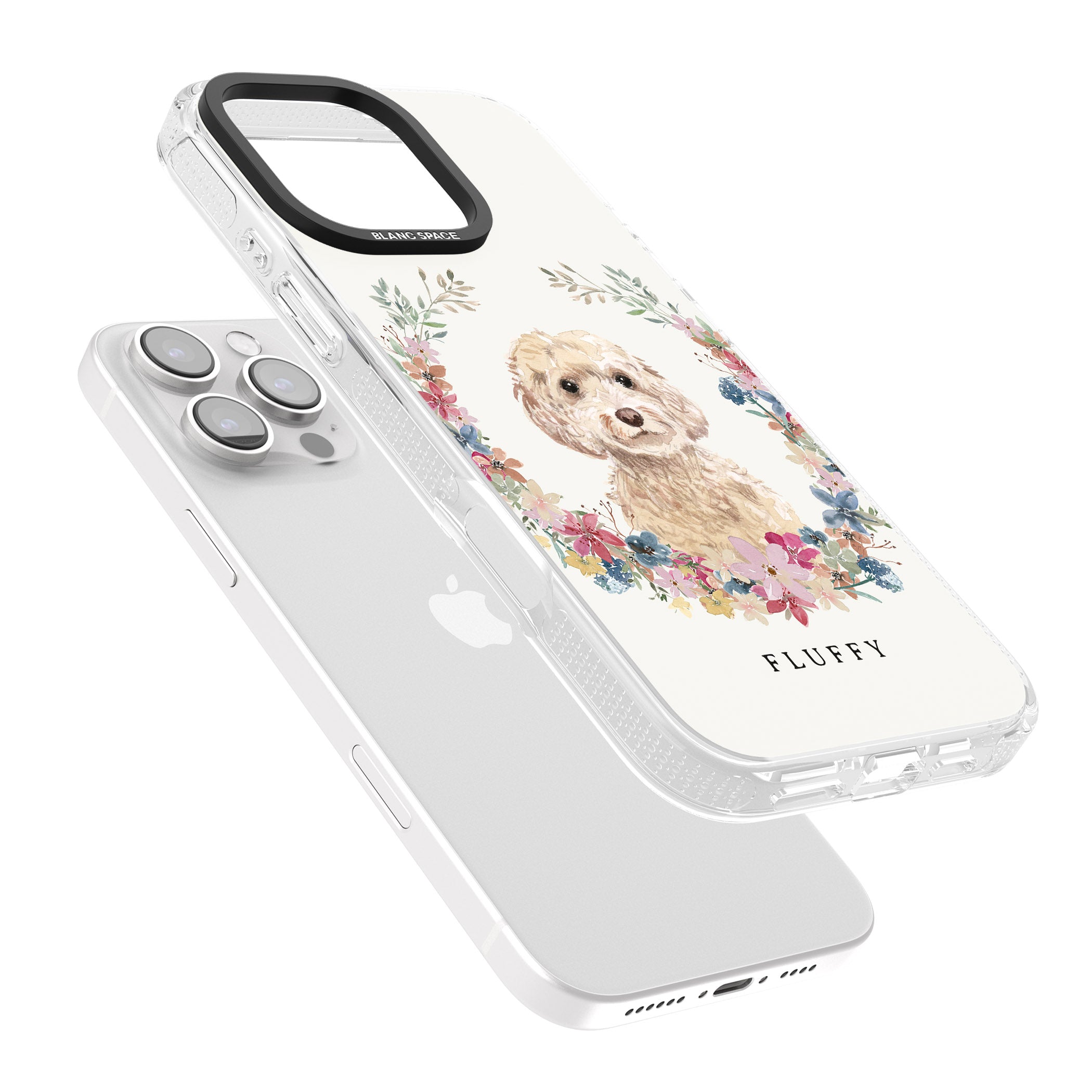 Personalised Champagne Cockapoo - Watercolour Dog Portrait iPhone 16 Pro Max / 16 Pro Clear Case Impact Air - Blanc Space