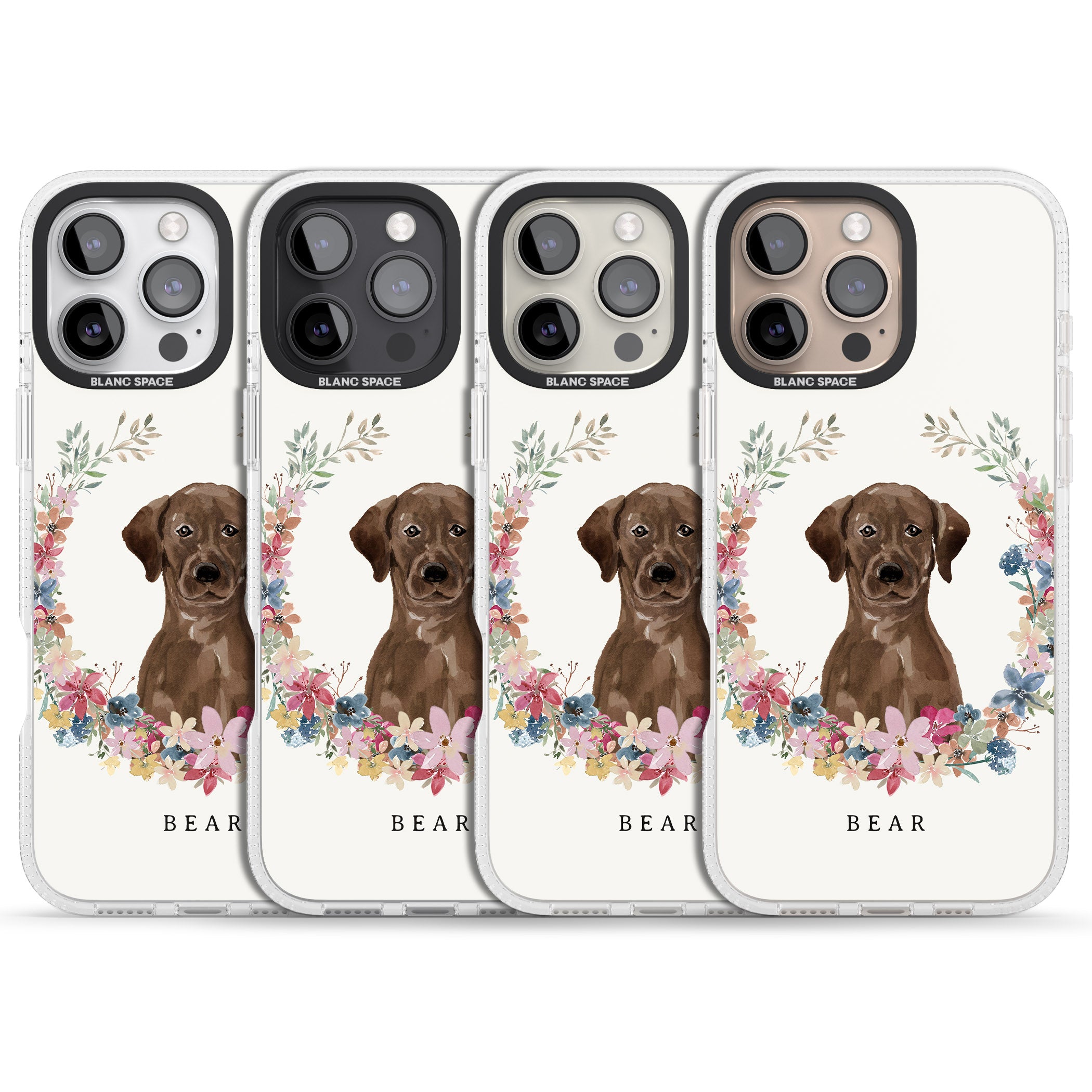 Personalised Chocolate Lab - Watercolour Dog Portrait iPhone 16 Pro Max / 16 Pro Clear Case Impact Air - Blanc Space