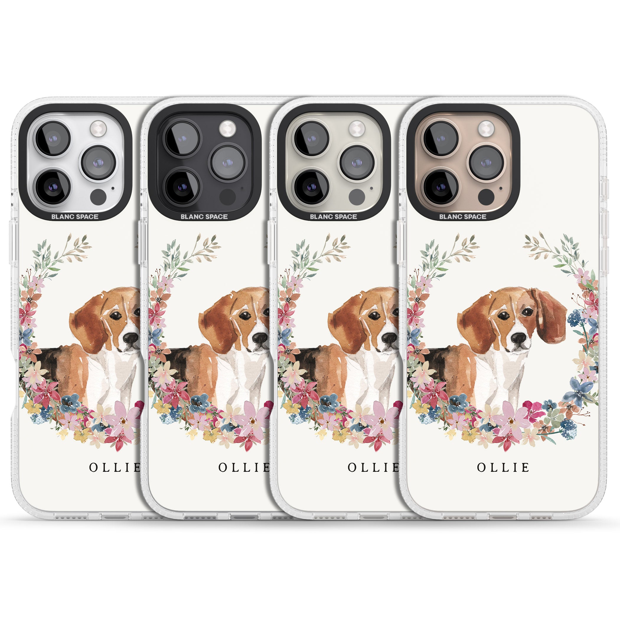 Personalised Beagle - Watercolour Dog Portrait iPhone 16 Pro Max / 16 Pro Clear Case Impact Air - Blanc Space