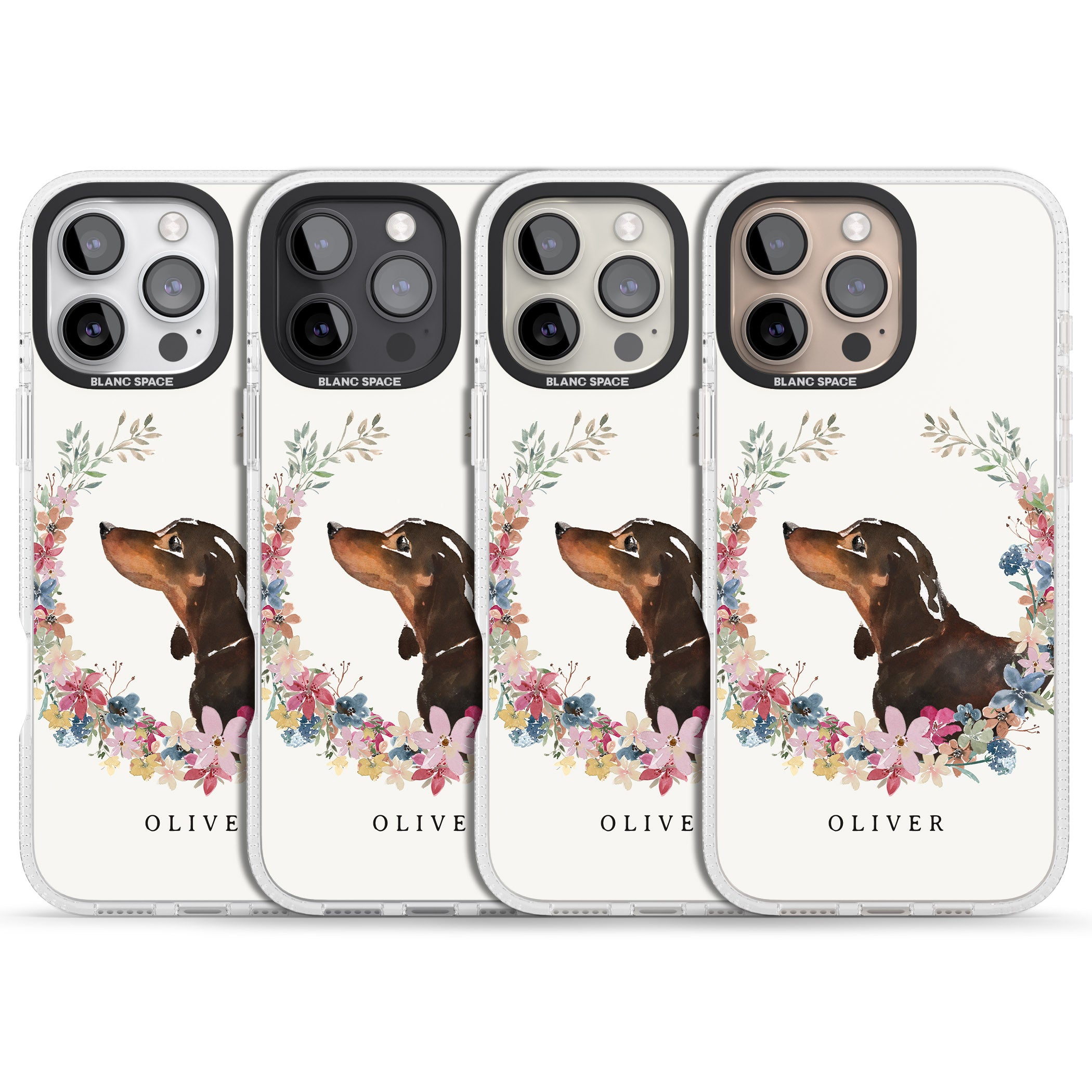 Personalised Black & Tan Dachshund - Watercolour Dog Portrait iPhone 16 Pro Max / 16 Pro Clear Case Impact Air - Blanc Space