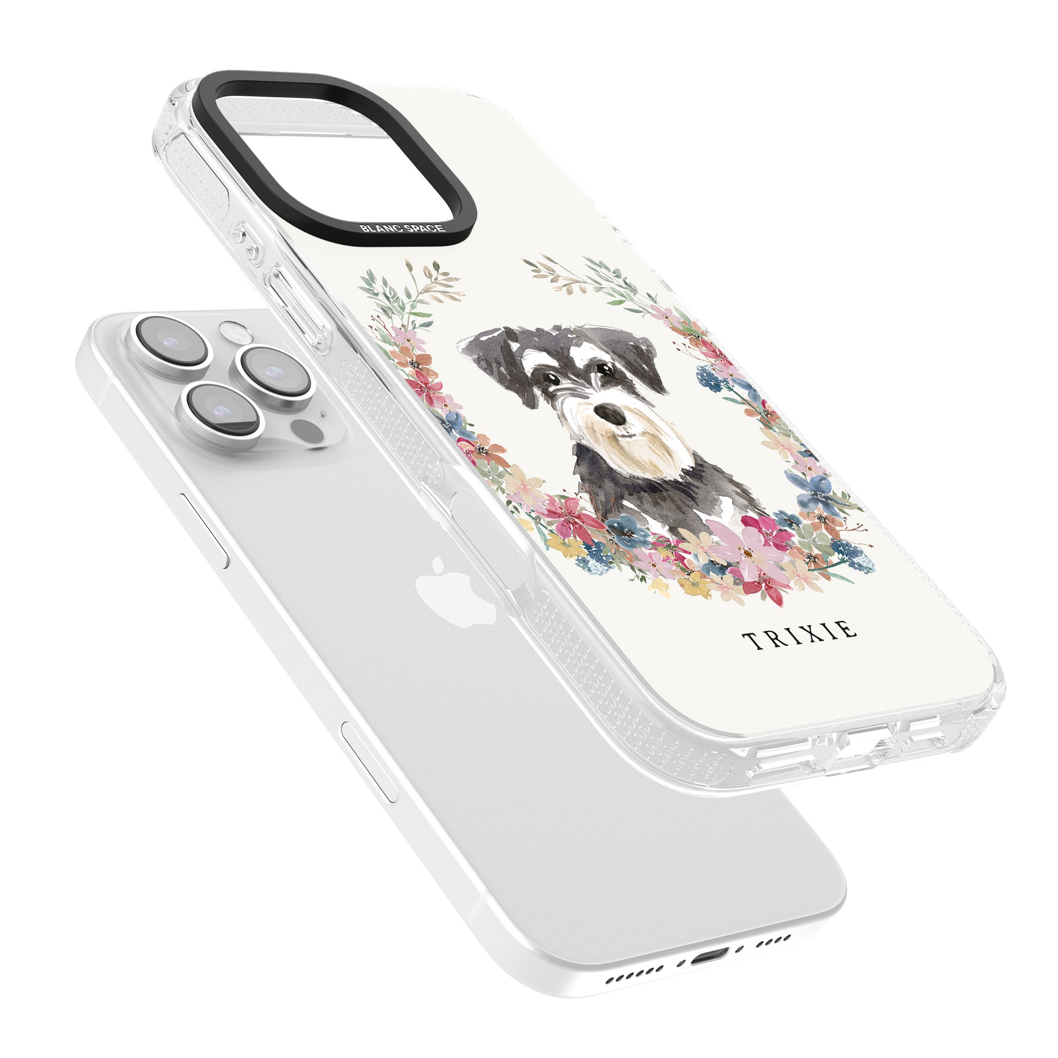 Personalised Miniature Schnauzer - Watercolour Dog Portrait iPhone 16 Pro Max / 16 Pro Clear Case Impact Air - Blanc Space