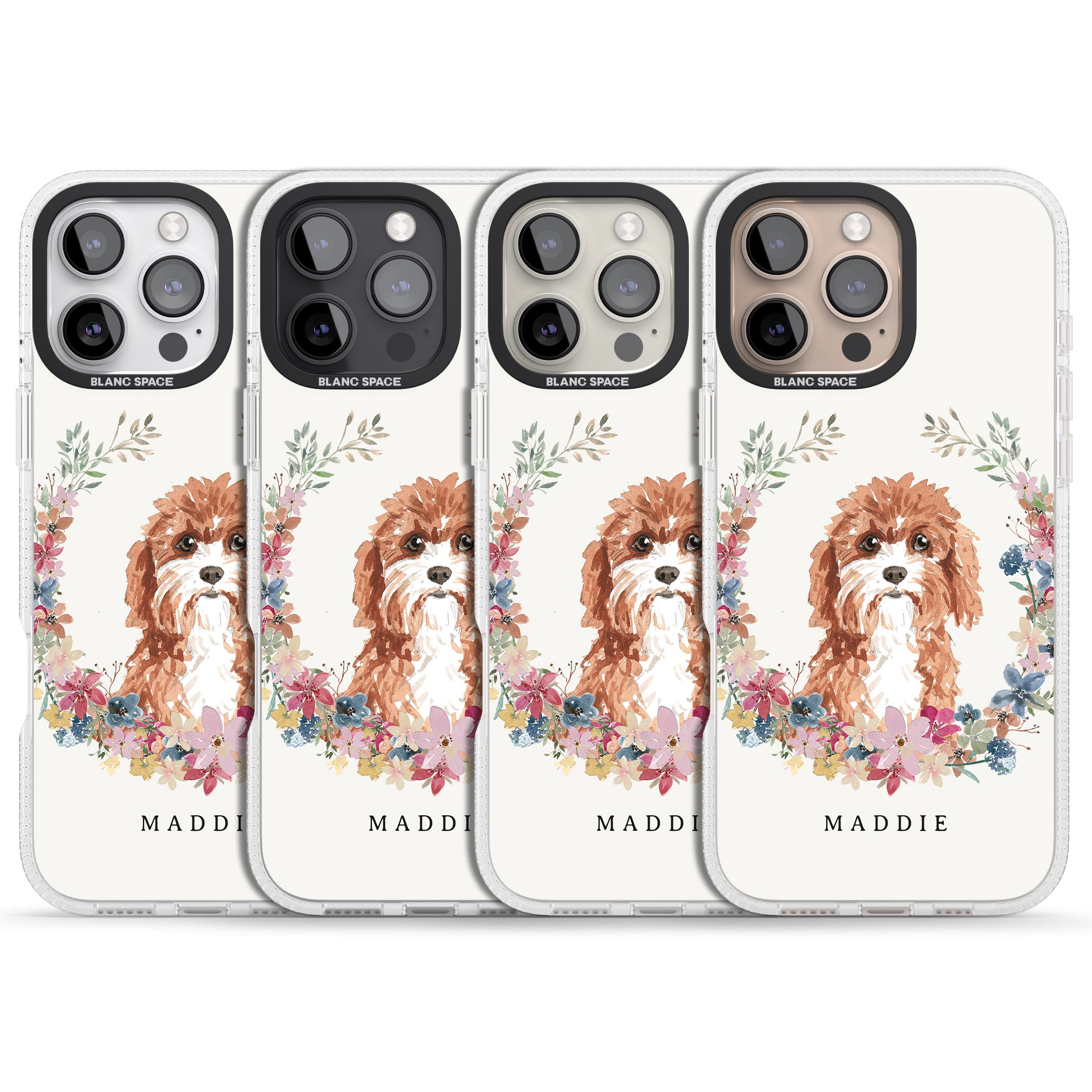 Personalised Cavapoo - Watercolour Dog Portrait iPhone 16 Pro Max / 16 Pro Clear Case Impact Air - Blanc Space