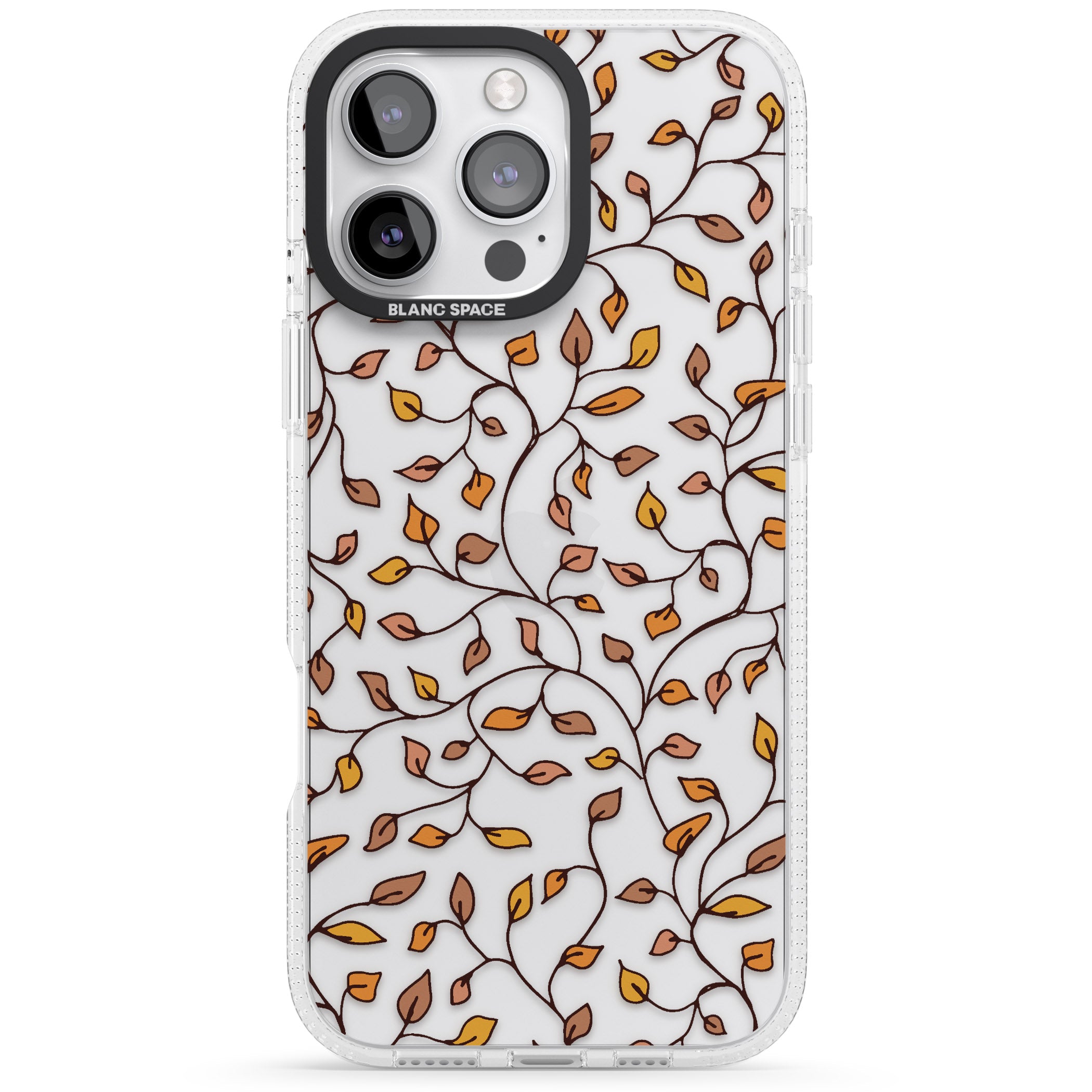 Personalised Autumn Leaves Pattern iPhone 16 Pro Max / 16 Pro Clear Case Impact Air - Blanc Space