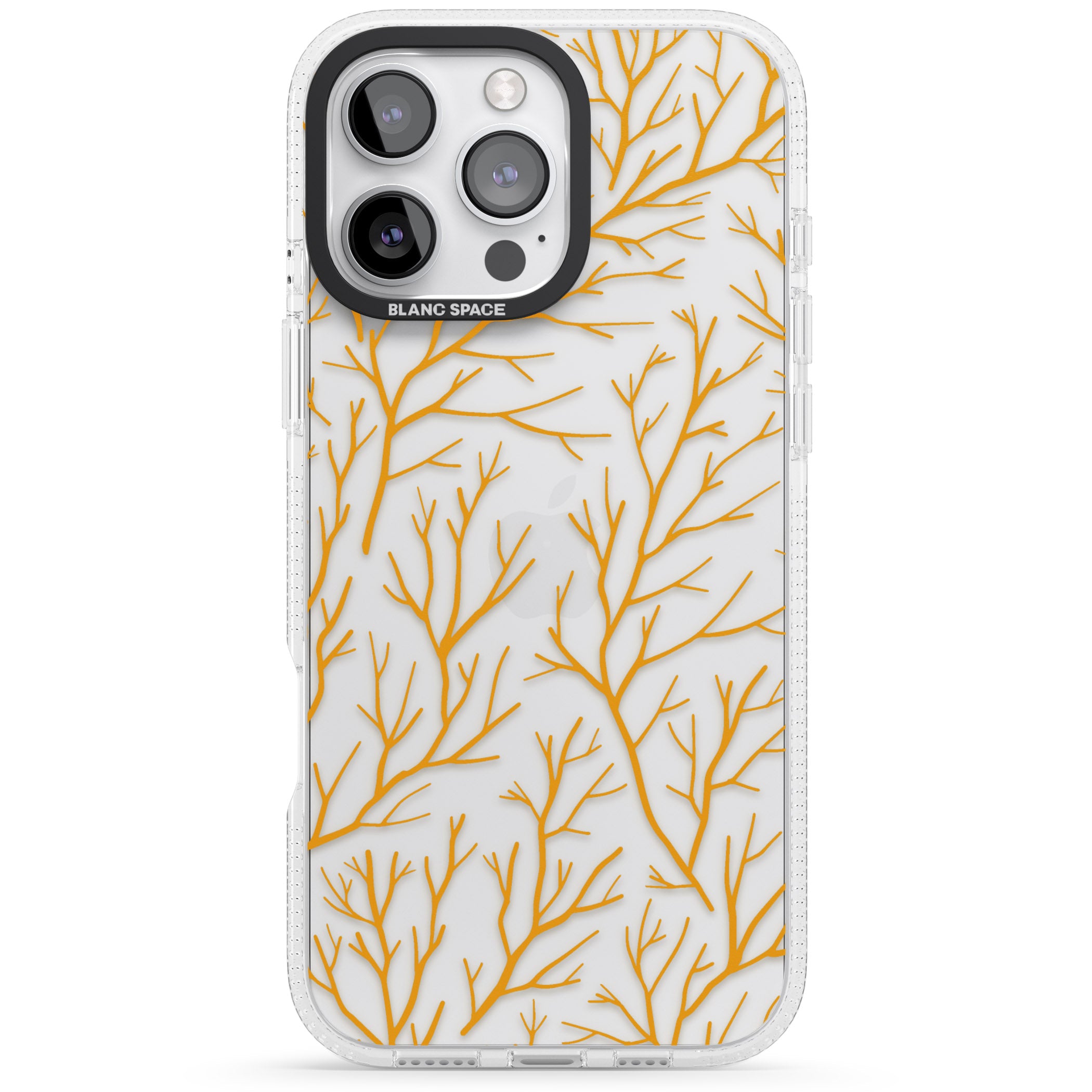 Personalised Bramble Branches Pattern iPhone 16 Pro Max / 16 Pro Clear Case Impact Air - Blanc Space